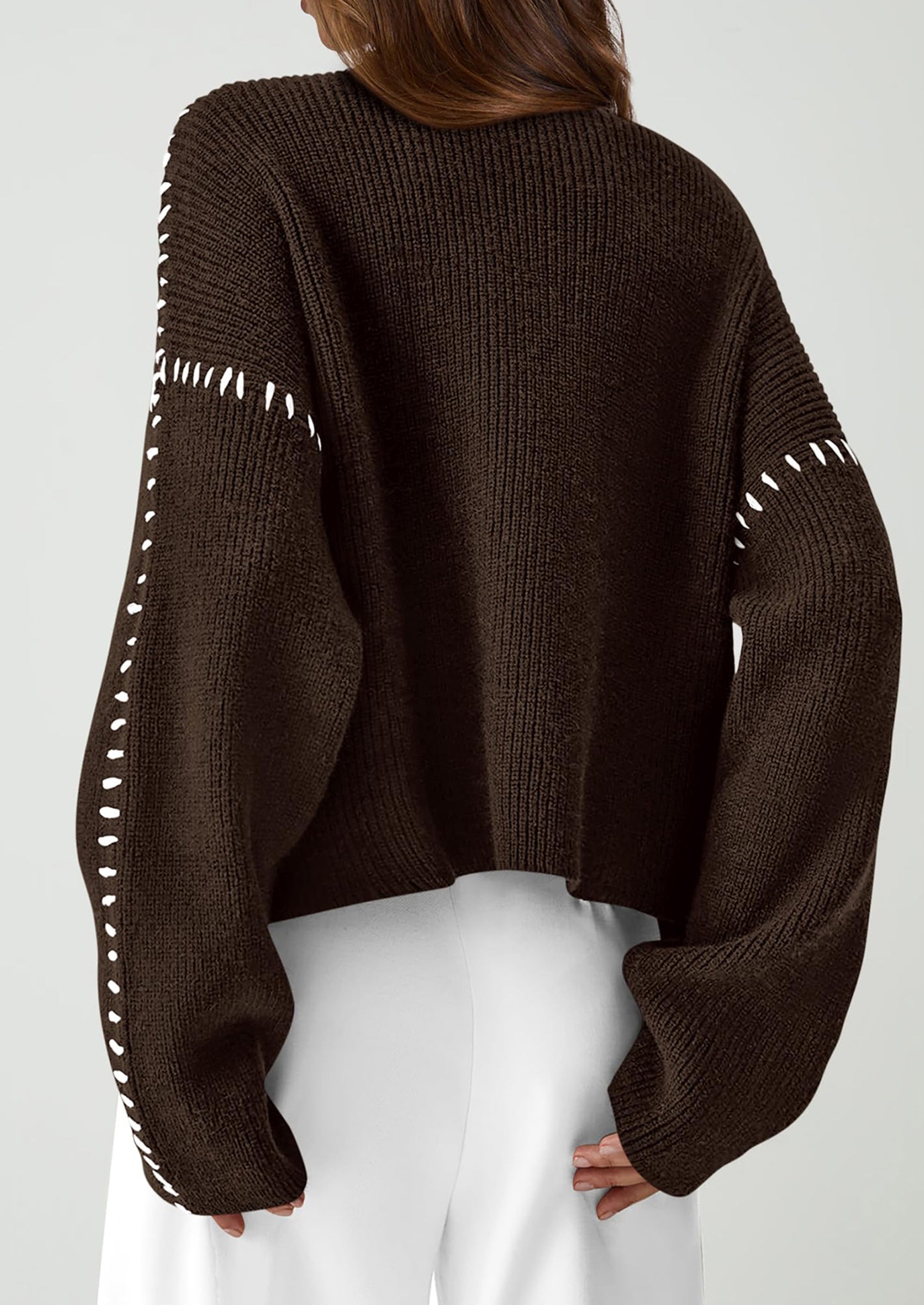 Women's Chunky Knit Sweaters Fall Long Sleeve Mock Neck Oversized Pullover Tops Winter Fashion Clothes