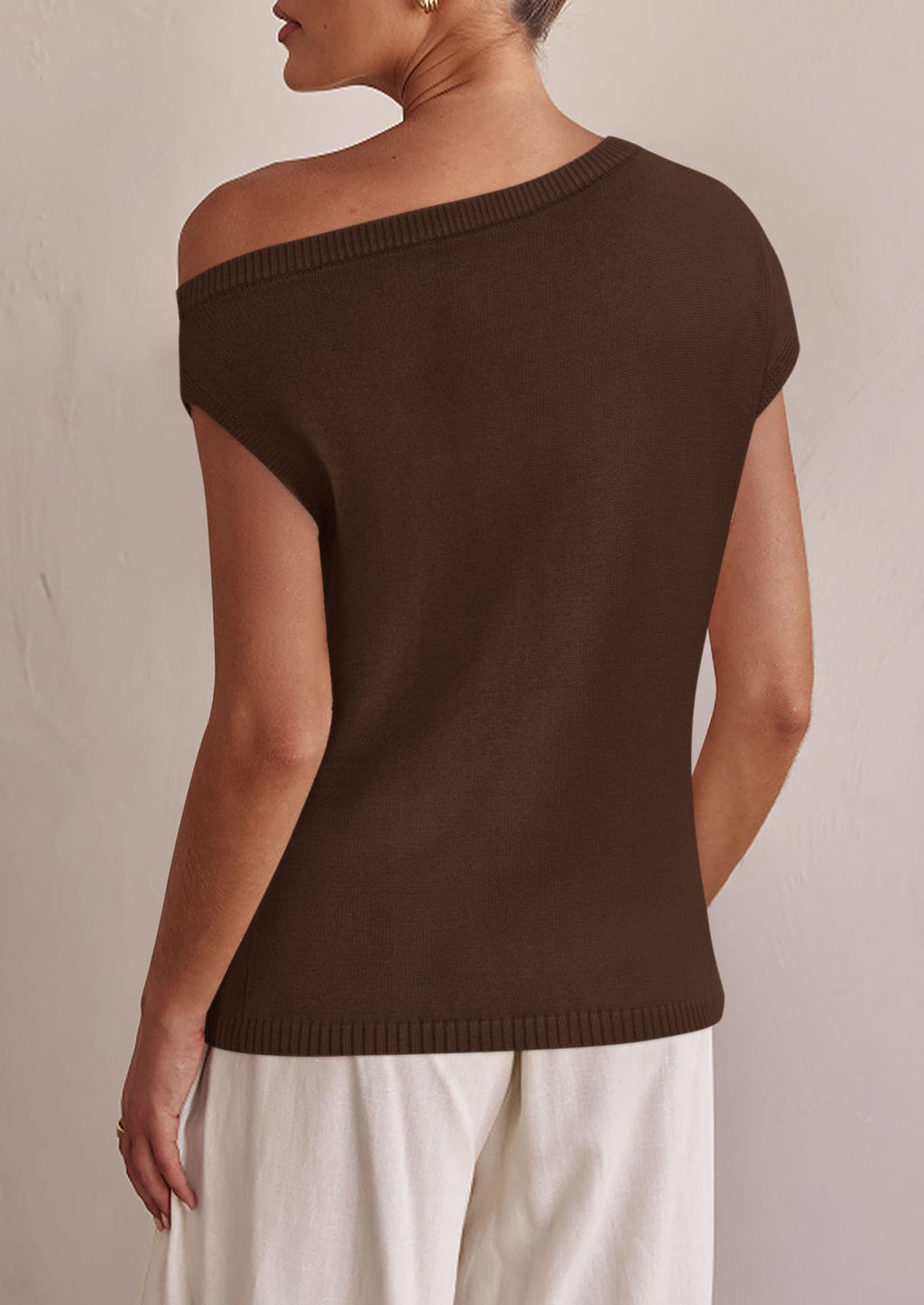 Womens Off The Shoulder Tops Summer Casual Short Sleeve Tunic T Shirts Lightweight Knit Sweaters