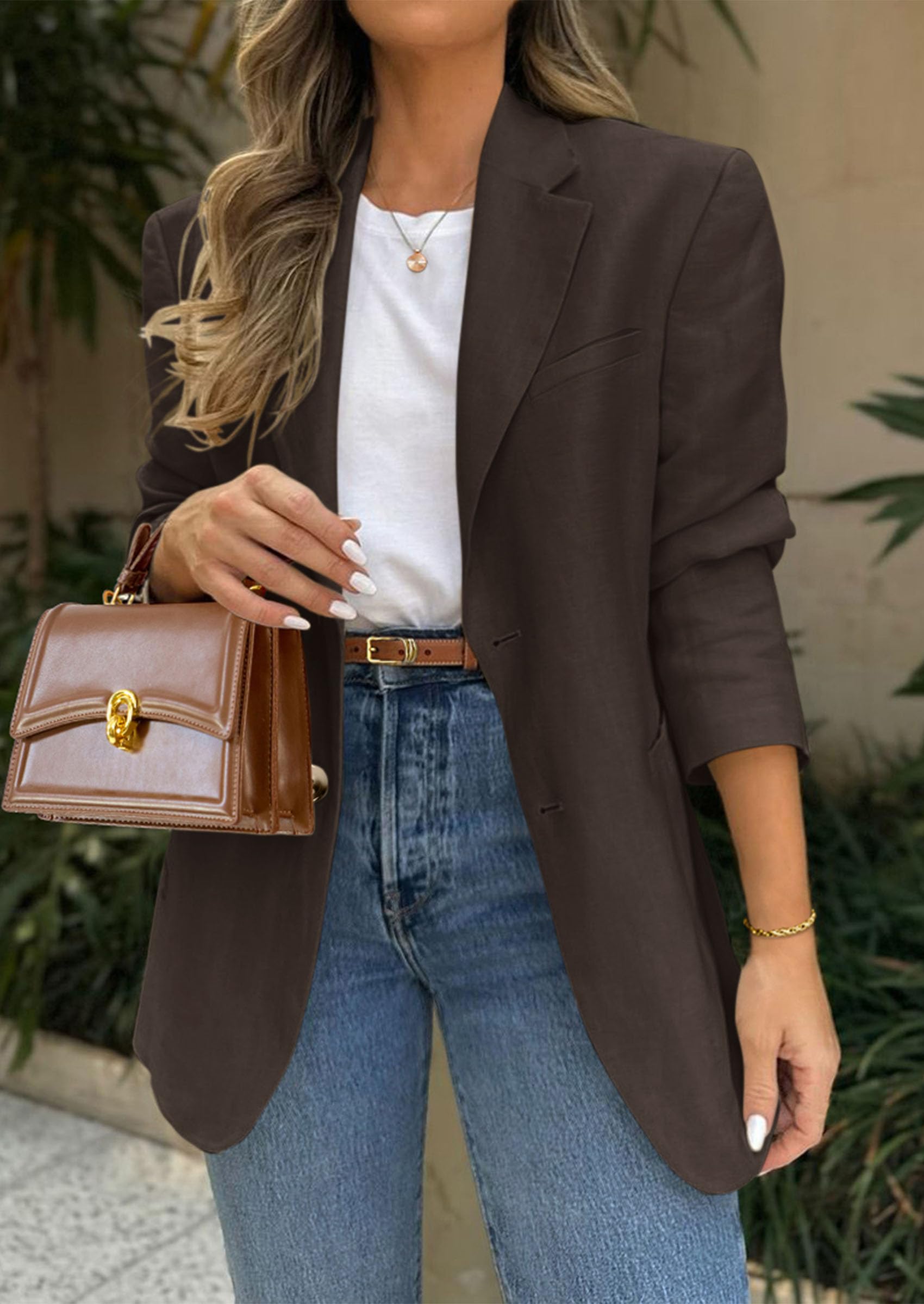 Blazers for Women Business Casual Long Sleeve Lapel Open Front Suit Jacket Work Blazer with Pockets
