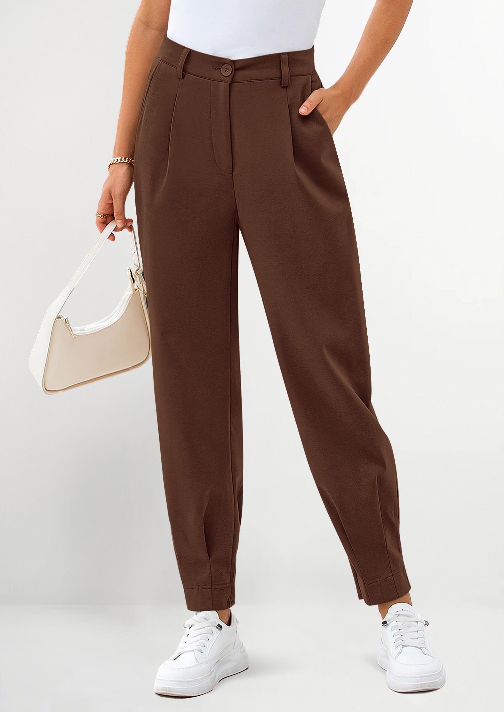 Womens Dress Pants Business Casual Trendy High Waisted Ankle Length Dressy Trousers Slacks Work Clothes