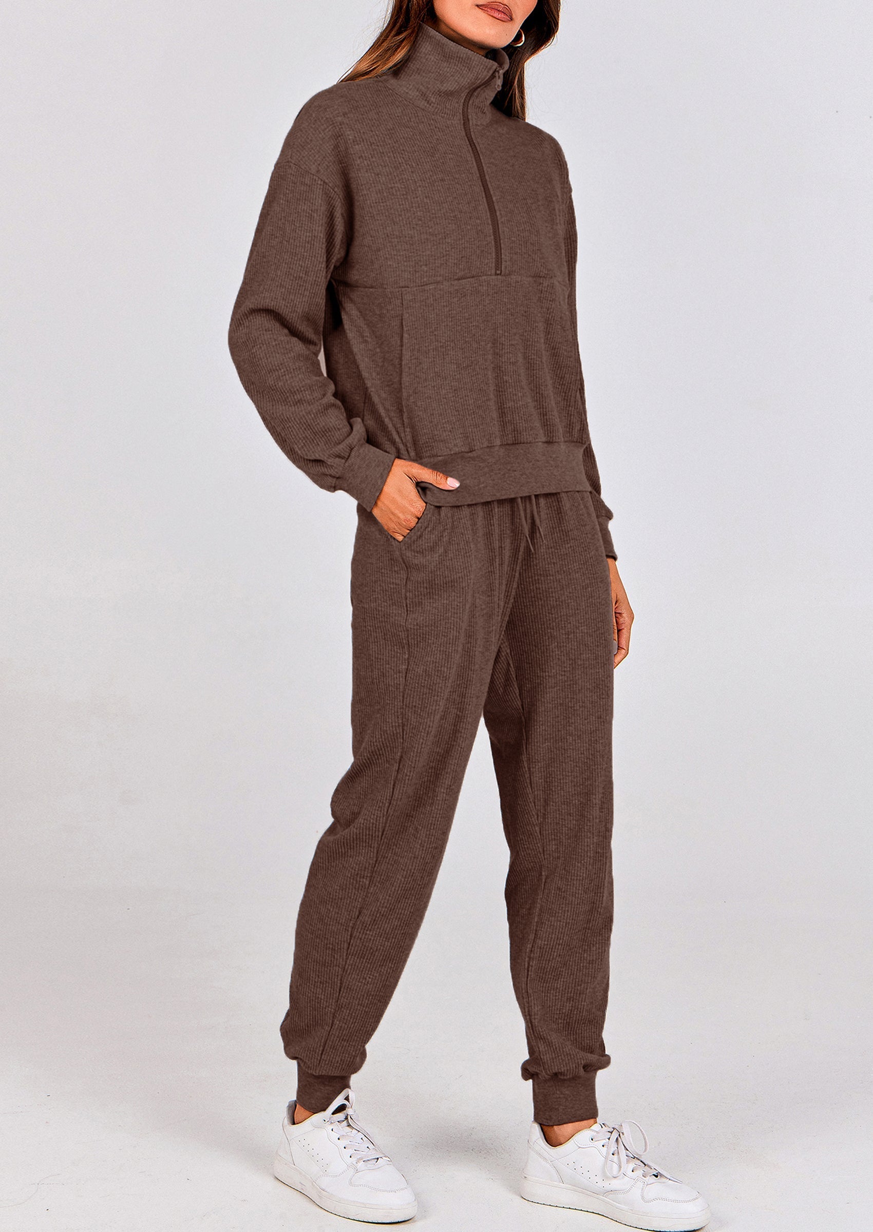 Women's Fall 2 Piece Lounge Sets Zip Up Sweatshirt Jogger Pants Sweat Track Suits Travel Outfit Winter Clothing