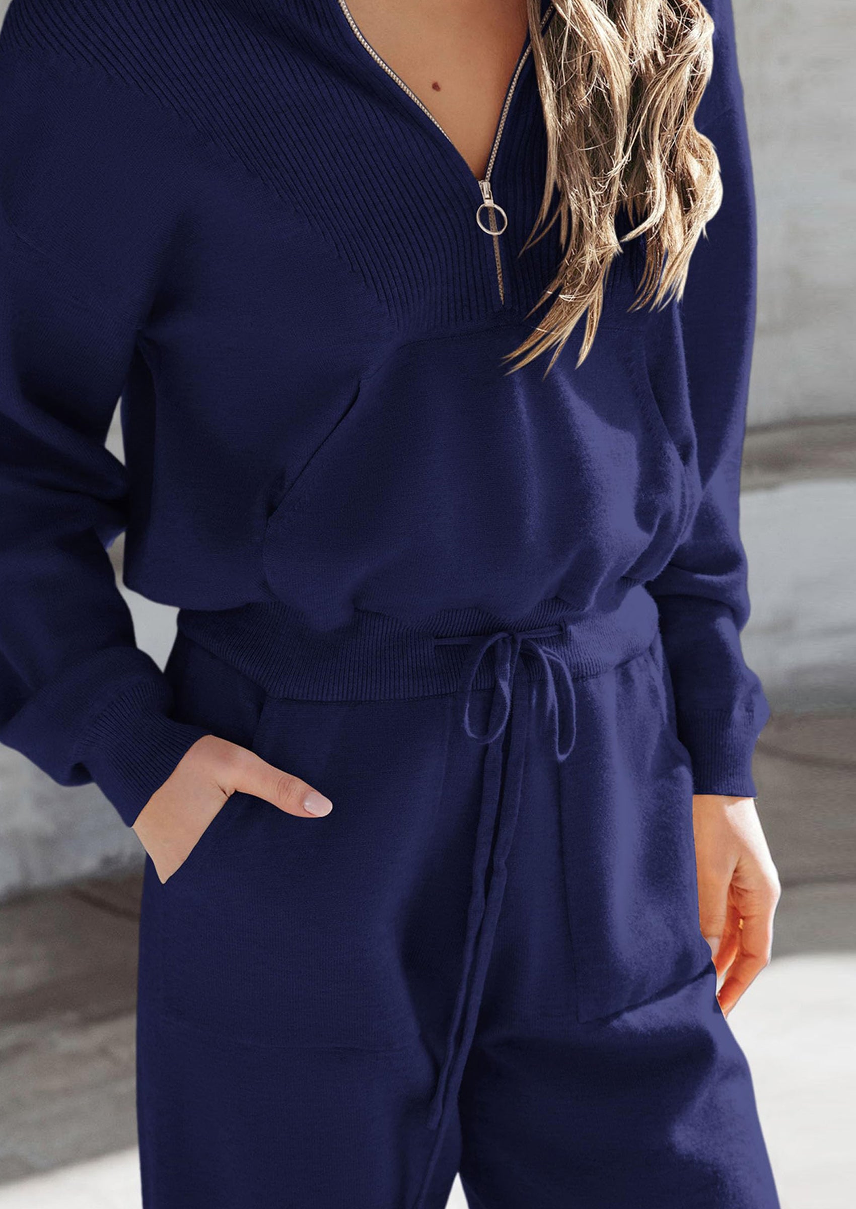Women's 2 Piece Sweater Set Pullover Zip Up Sweatshirt Jogger Sweatpants Tracksuit Casual Outfit