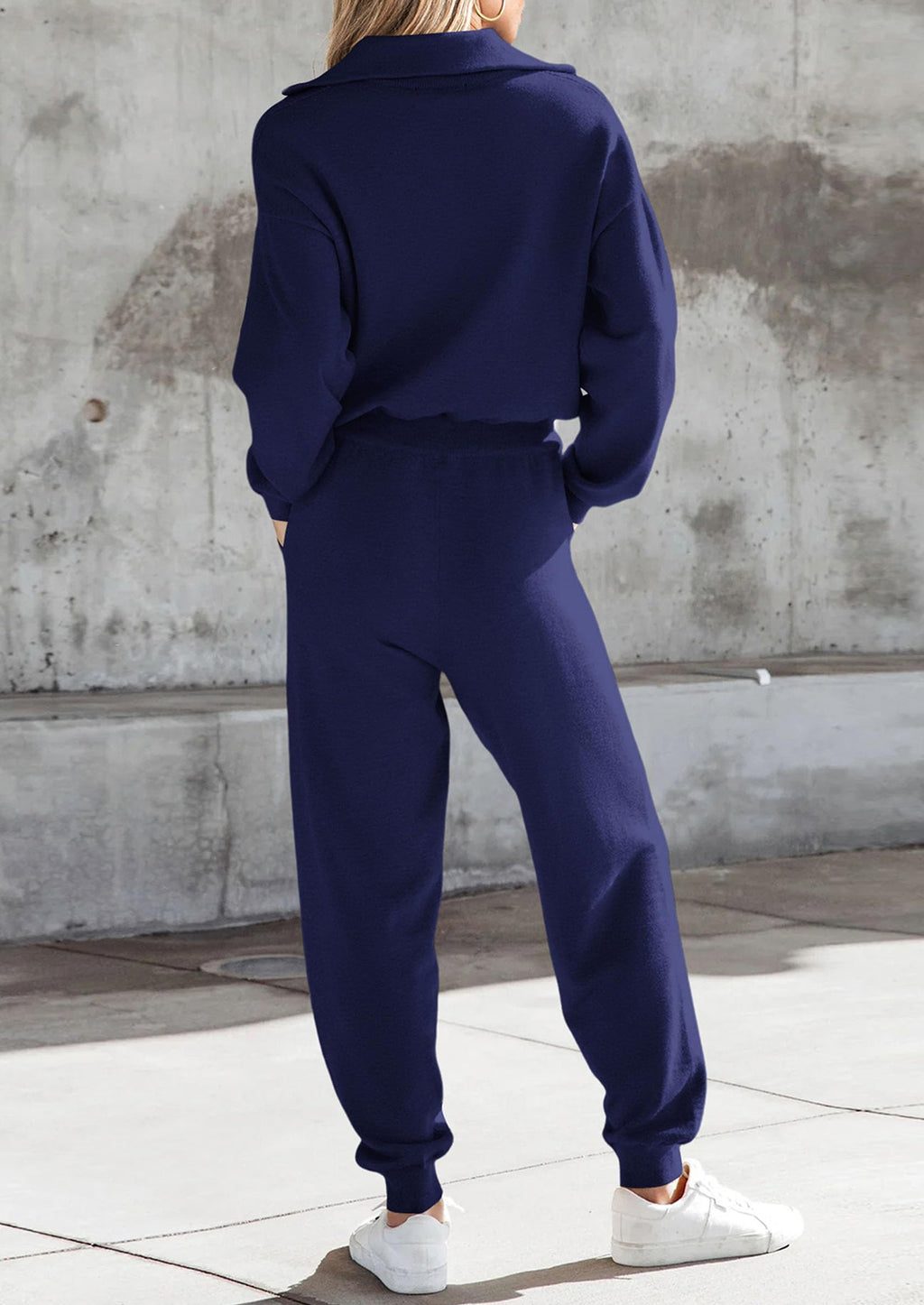 Women's 2 Piece Sweater Set Pullover Zip Up Sweatshirt Jogger Sweatpants Tracksuit Casual Outfit