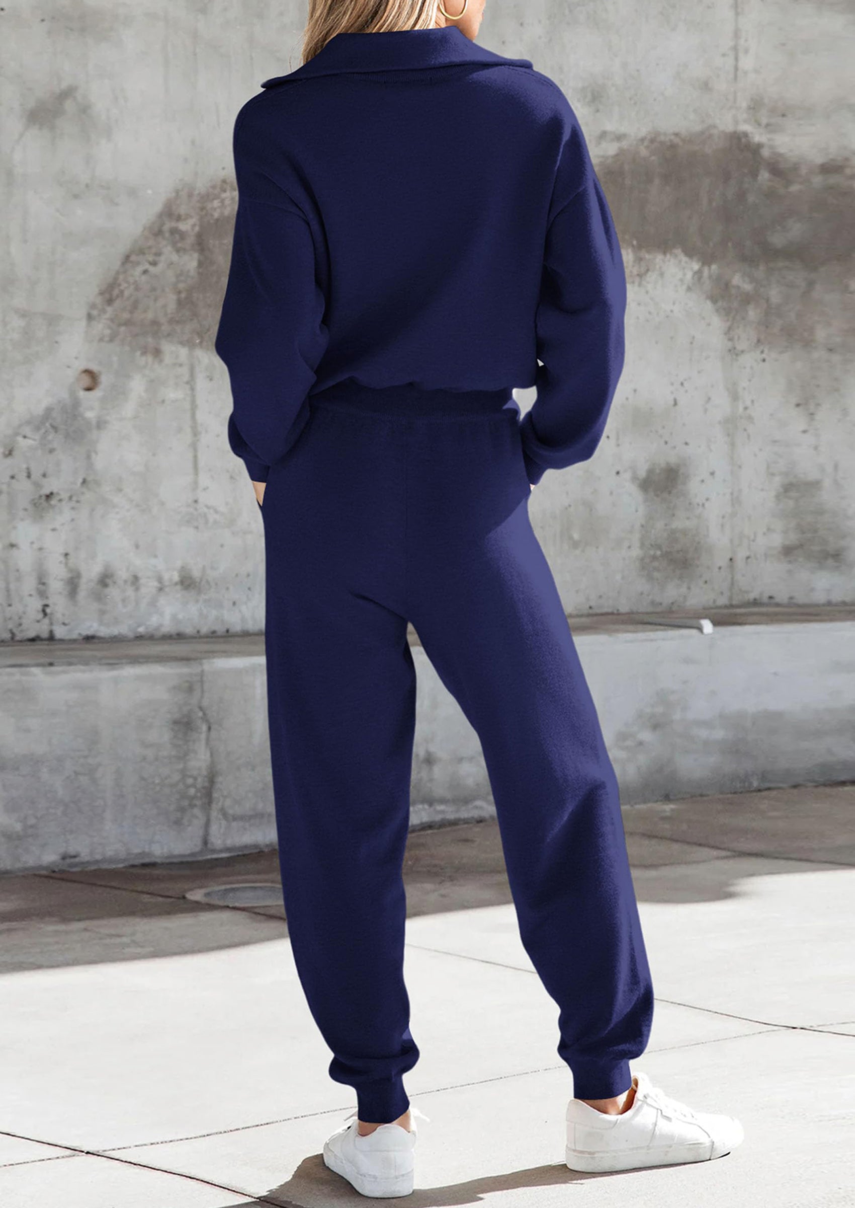Women's 2 Piece Sweater Set Pullover Zip Up Sweatshirt Jogger Sweatpants Tracksuit Casual Outfit