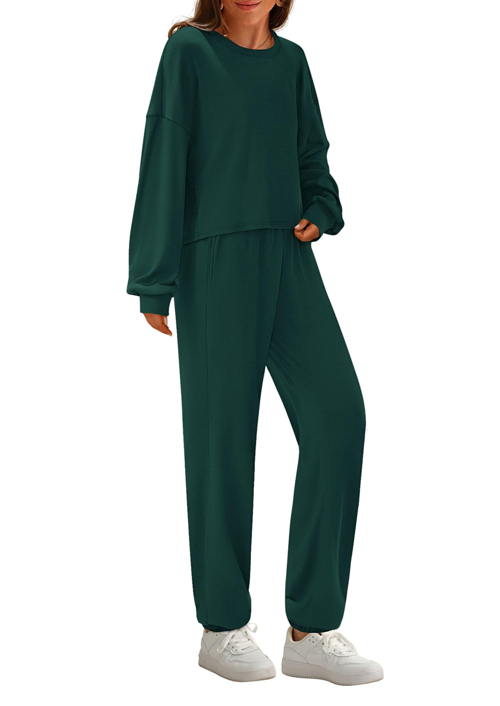 Women's Two Piece Outfits Lounge Sets Long Sleeve Pullover Tops Sweatpants Fall Fashion Matching Clothing