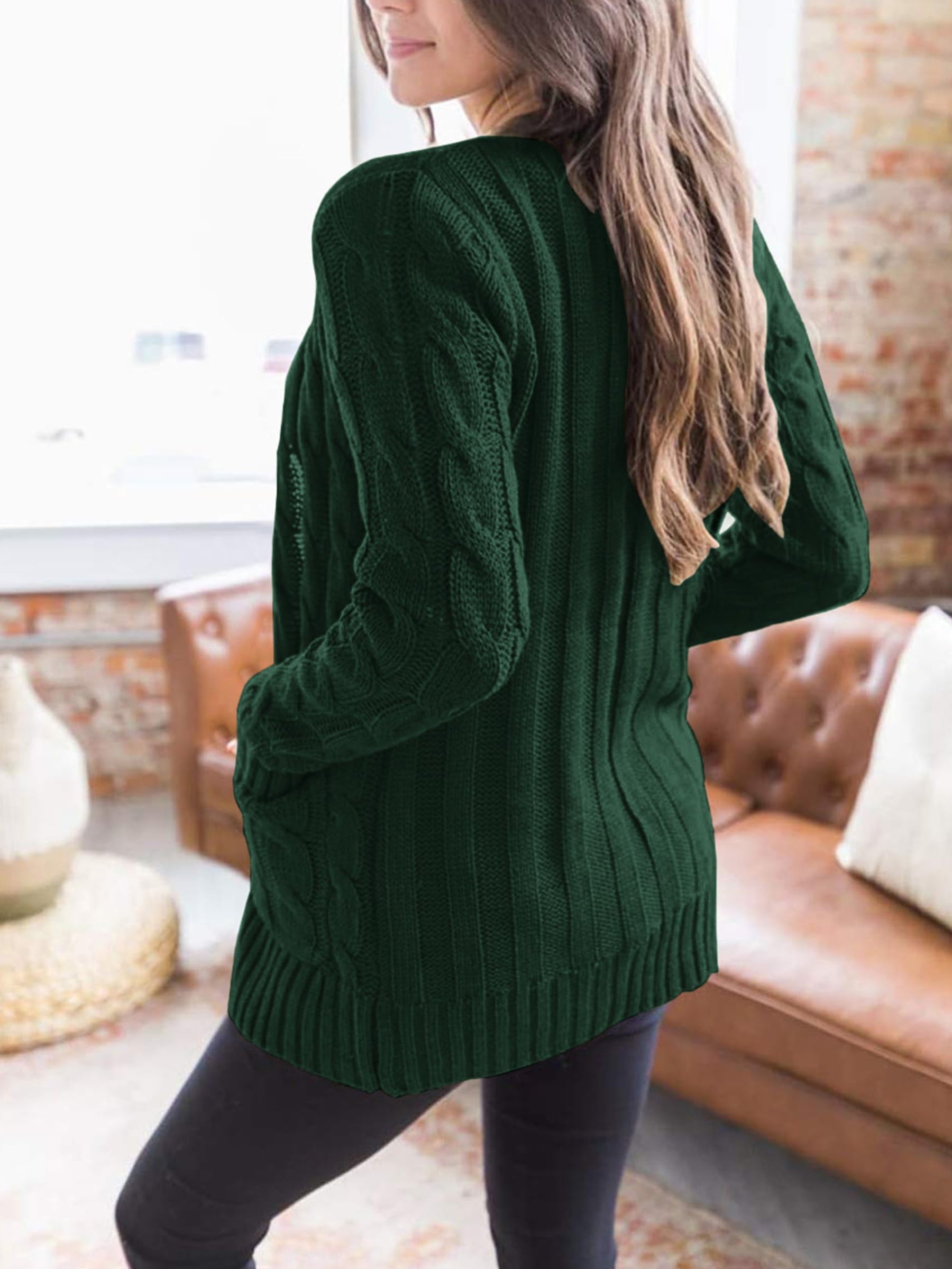 Women's Open Front Cardigan Sweaters Fall Fashion Button Down Cable Knit Chunky Winter Outerwear Coats