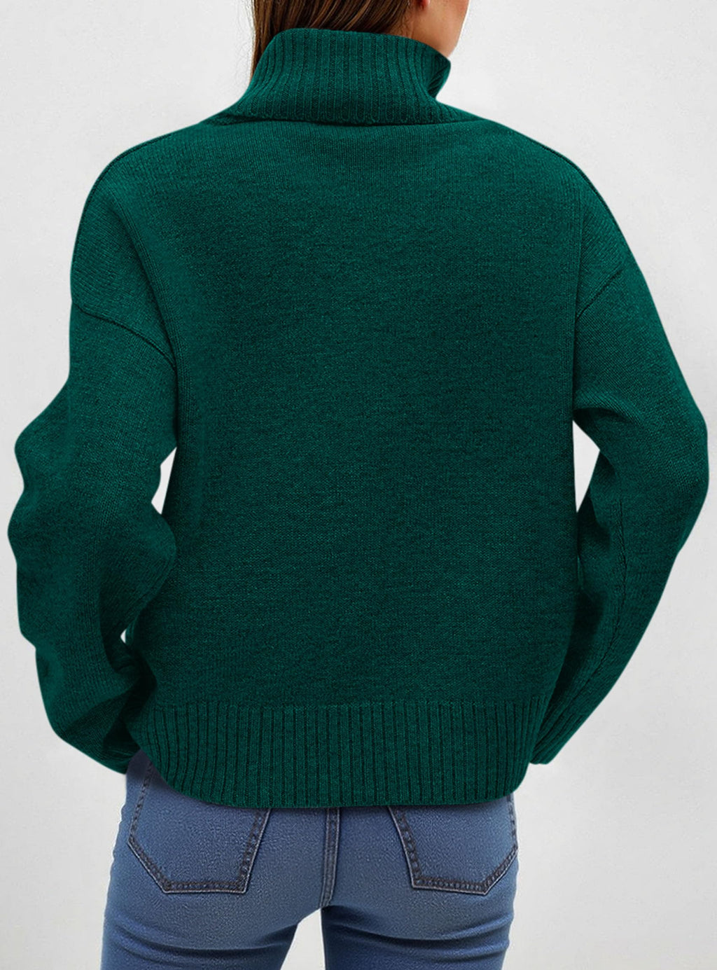 Womens Turtleneck Long Sleeve Sweater Fall Trendy Loose Fit Casual Tops Chunky Knit Pullover Sweaters