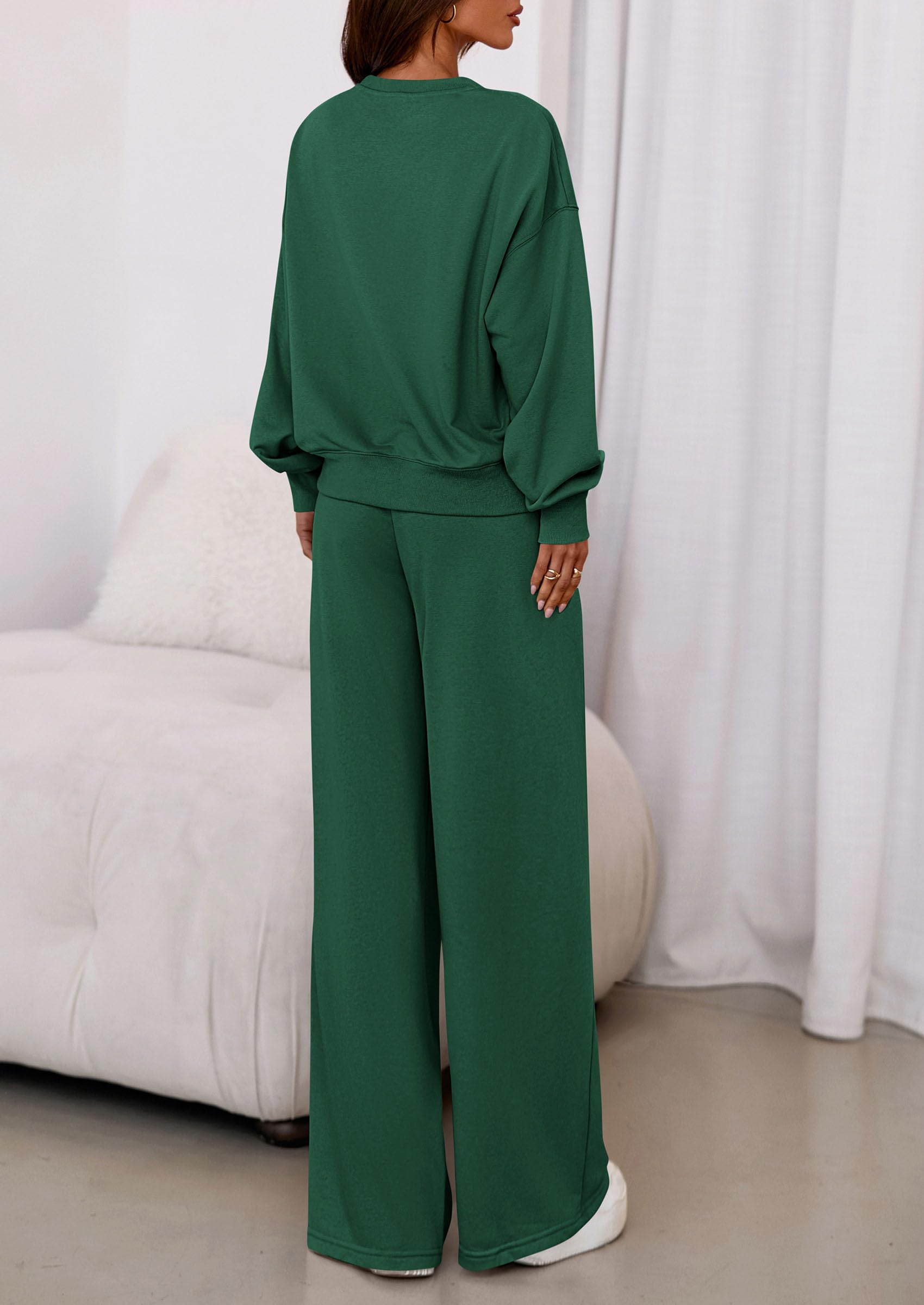 Womens 2 Piece Sets Long Sleeve Sweatshirt Wide Leg Pants Loose Matching Lounge Set Trendy Fall Outfits