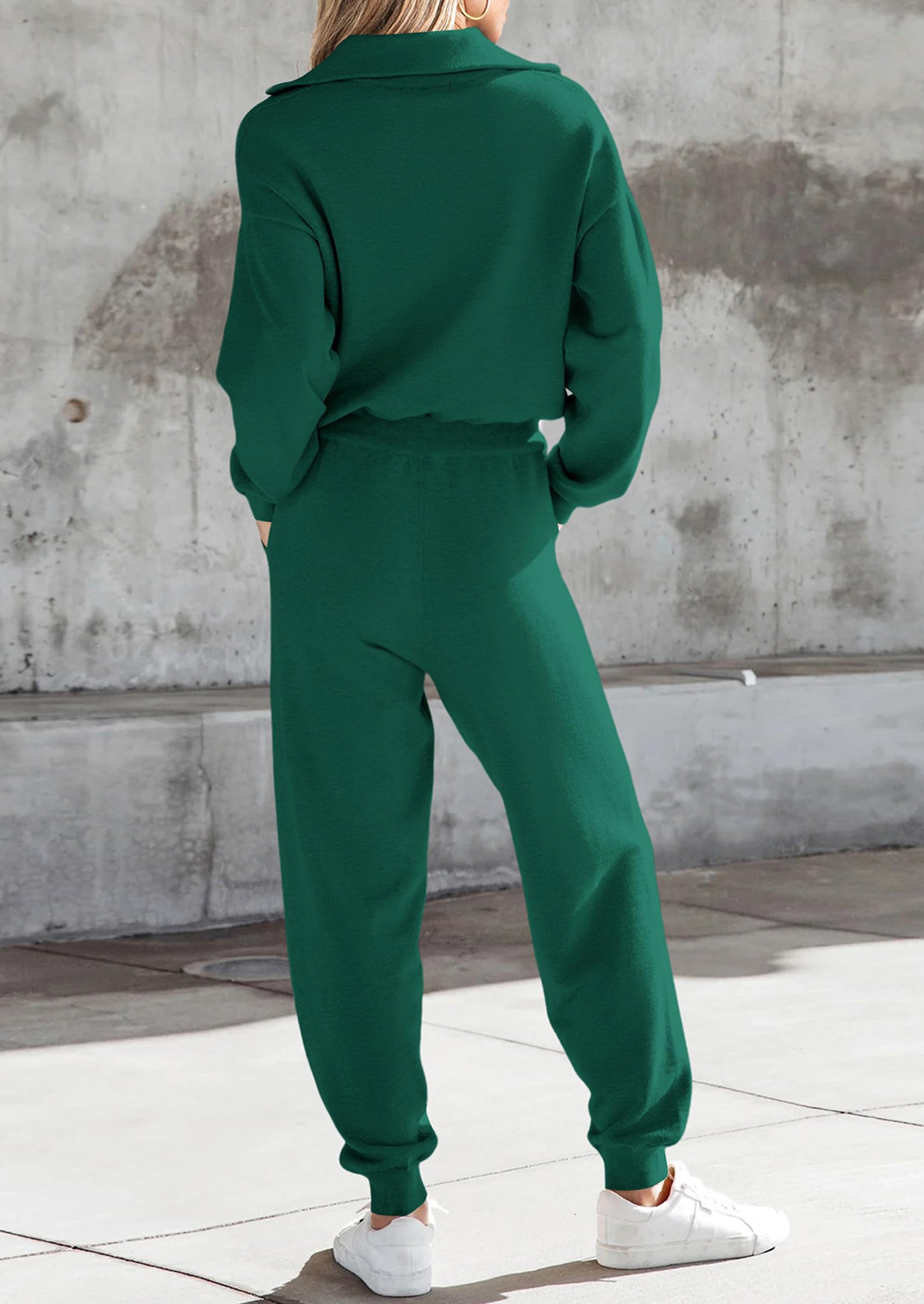 Women's 2 Piece Sweater Set Pullover Zip Up Sweatshirt Jogger Sweatpants Tracksuit Casual Outfit