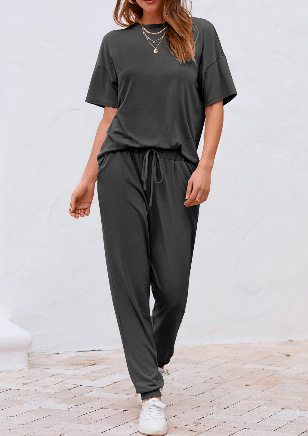 Women's Two Piece Lounge Sets Spring Summer Jogger Pants Vacation Outfits Travel Airplane Matching Clothes