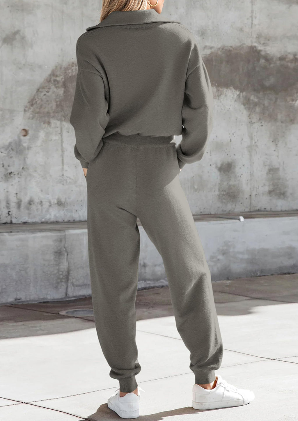 Women's 2 Piece Sweater Set Pullover Zip Up Sweatshirt Jogger Sweatpants Tracksuit Casual Outfit
