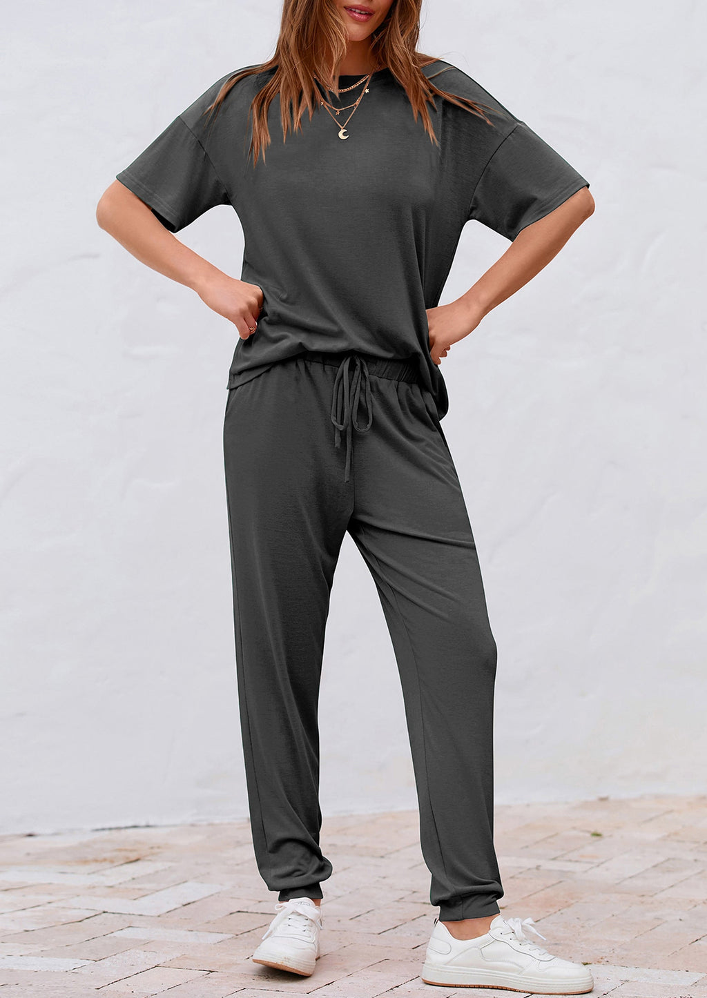 Women's Two Piece Lounge Sets Spring Summer Jogger Pants Vacation Outfits Travel Airplane Matching Clothes