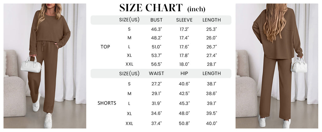 Womens 2 Piece Matching Lounge Sets Fall Long Sleeve Boatneck Sweatsuit Drawstring Sweatpants Pockets