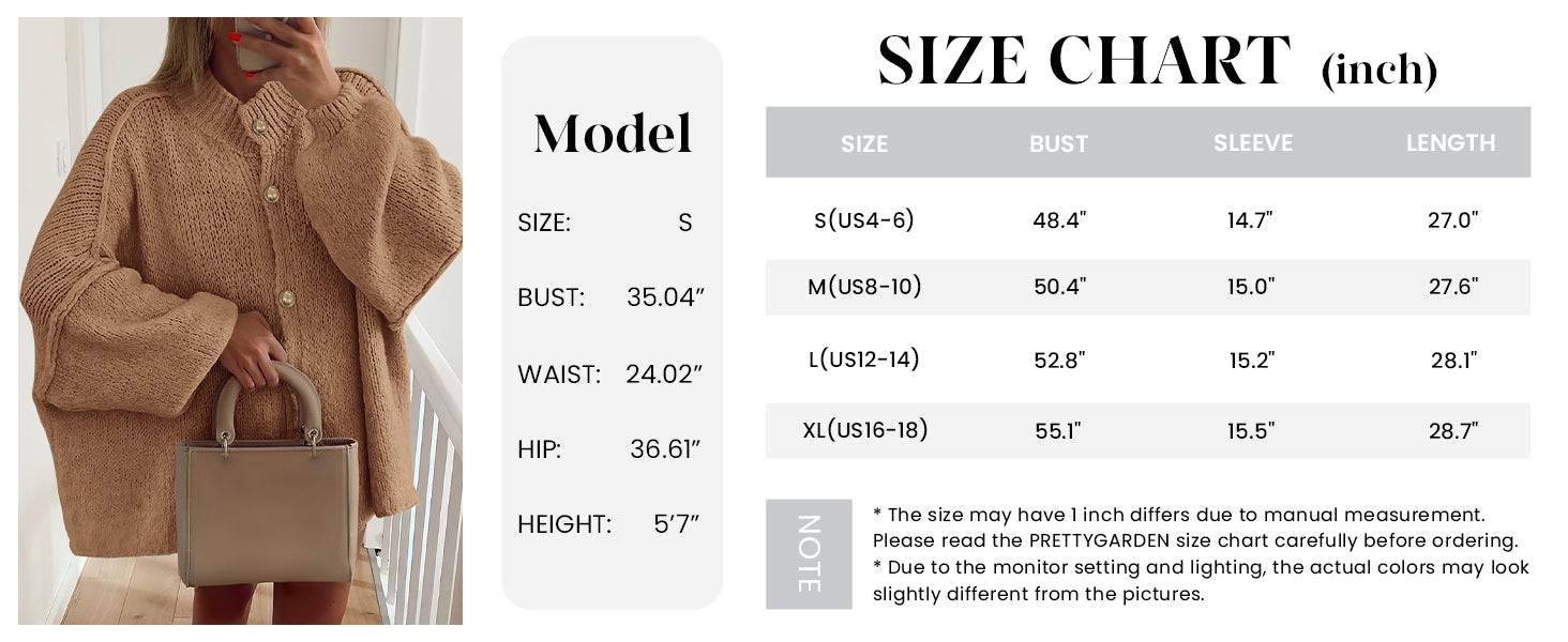 Women's Winter Button Down Cardigan Sweaters Mock Neck Lantern Long Sleeve Chunky Knit Jacket Trendy Outerwear
