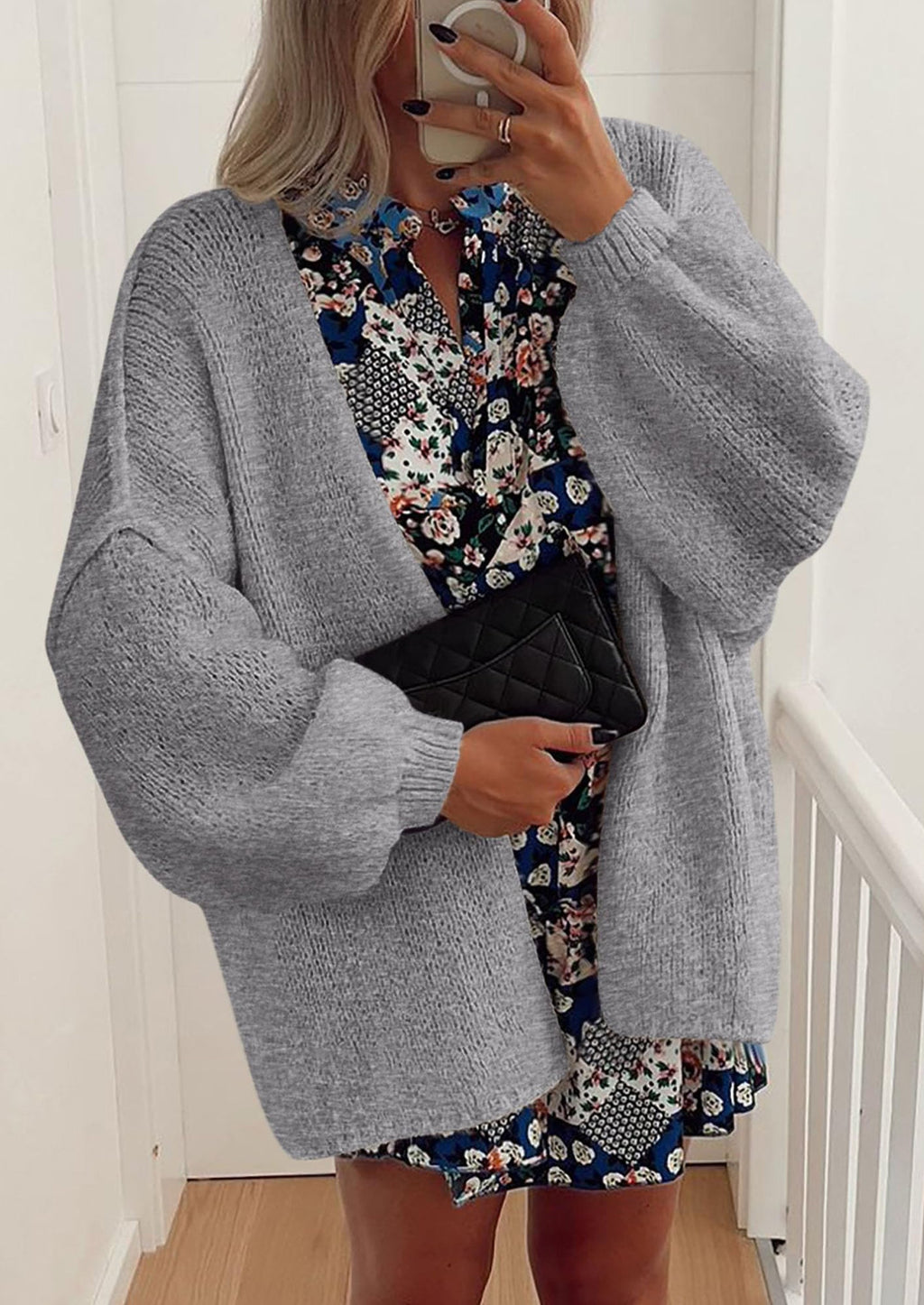 Womens Oversized Cardigan Sweaters Fall Long Lantern Sleeve Knit Open Front Lightweight Sweater