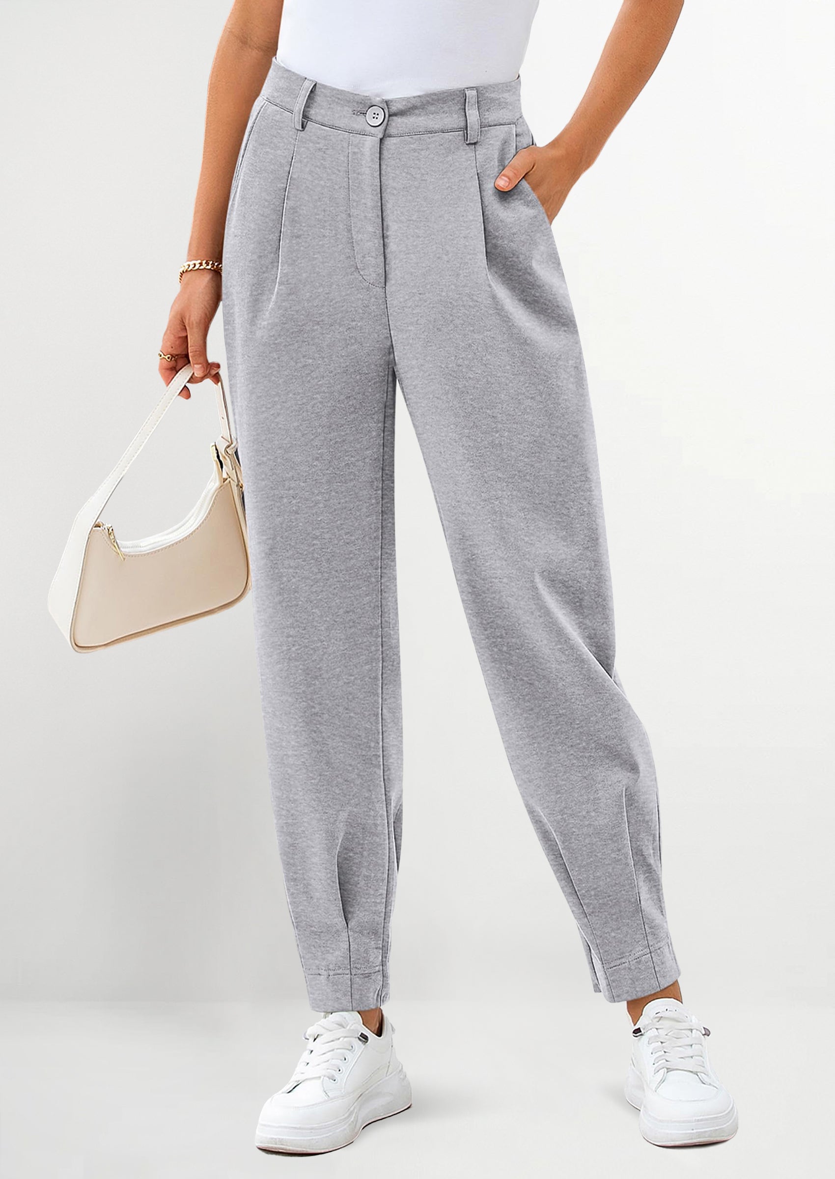 Womens Dress Pants Business Casual Trendy High Waisted Ankle Length Dressy Trousers Slacks Work Clothes