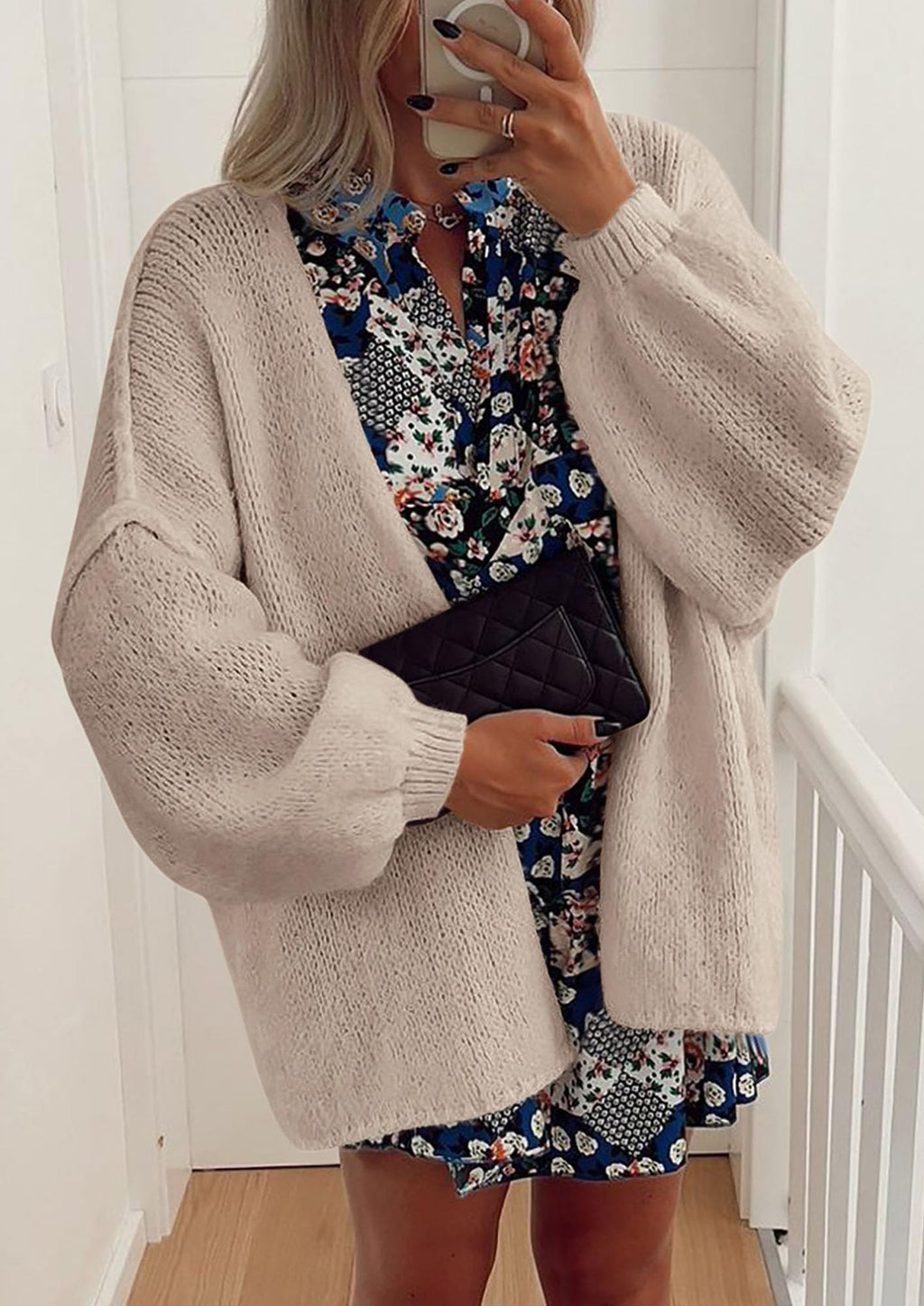 Womens Oversized Cardigan Sweaters Fall Long Lantern Sleeve Knit Open Front Lightweight Sweater