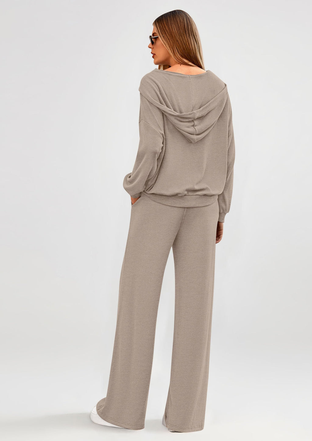 Women's 2 Piece Fall Lounge Sets Zip Up Hoodie Wide Leg Pants Tracksuit Matching Travel Outfits Clothes