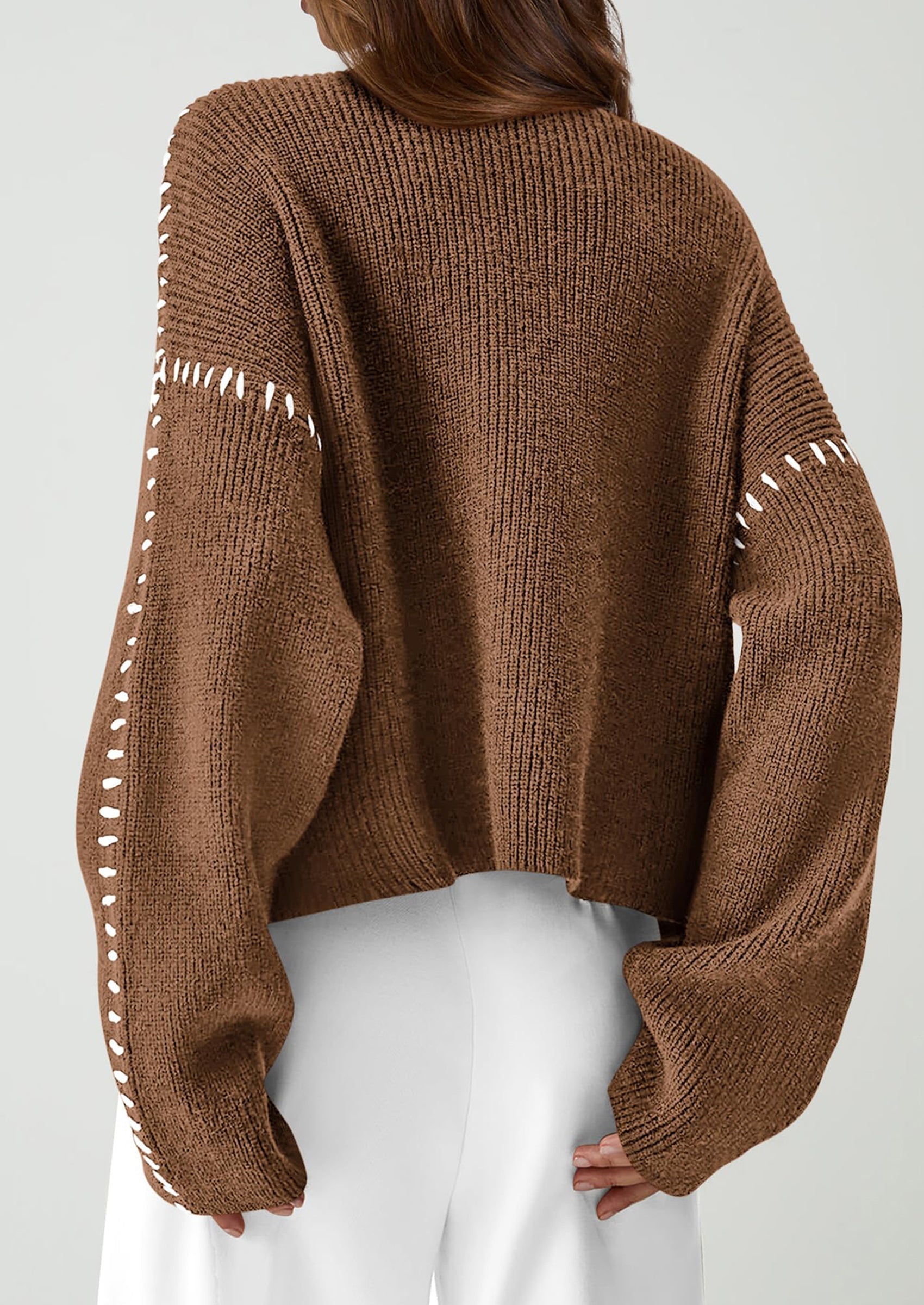 Women's Chunky Knit Sweaters Fall Long Sleeve Mock Neck Oversized Pullover Tops Winter Fashion Clothes