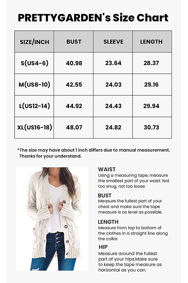 Women's Open Front Cardigan Sweaters Fall Fashion Button Down Cable Knit Chunky Winter Outerwear Coats