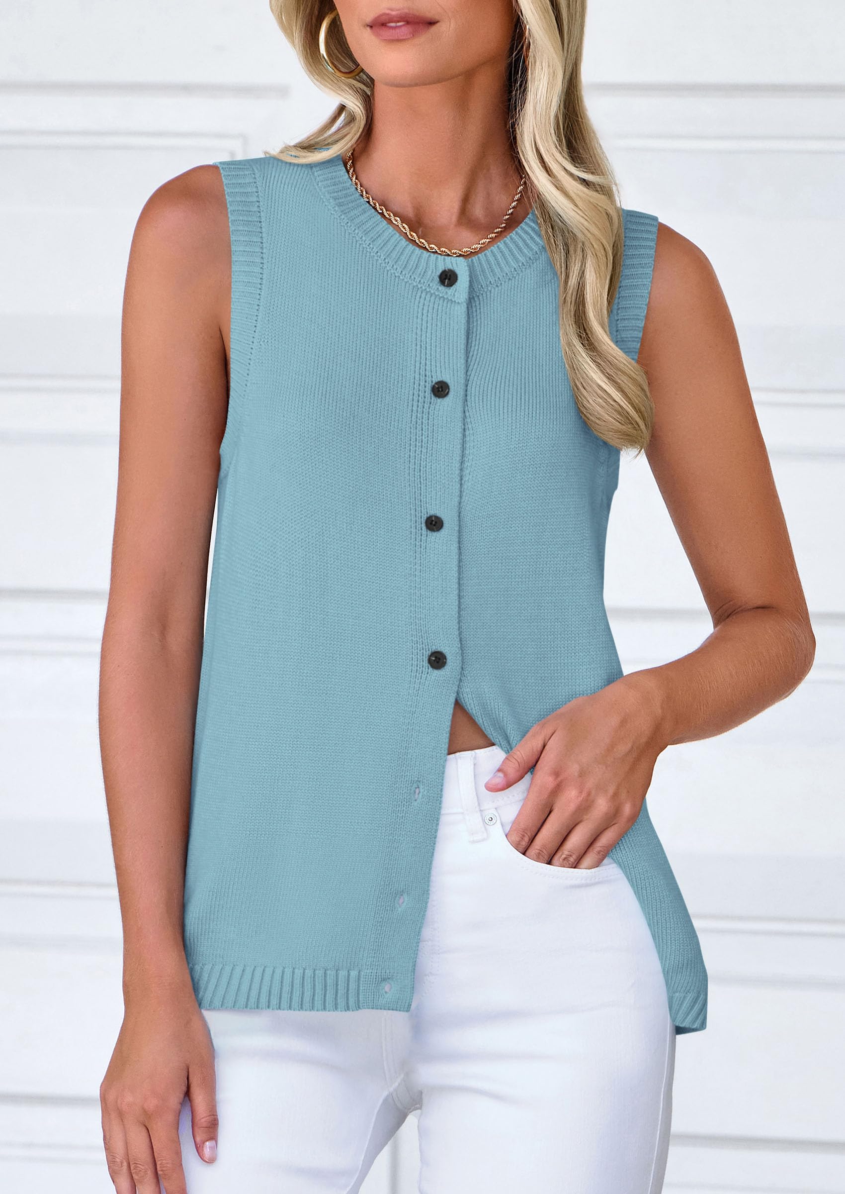 Sweater Vest Women Spring Summer Casual Lightweight Knit Sleeveless Button Down Tank Tops Trendy Clothes