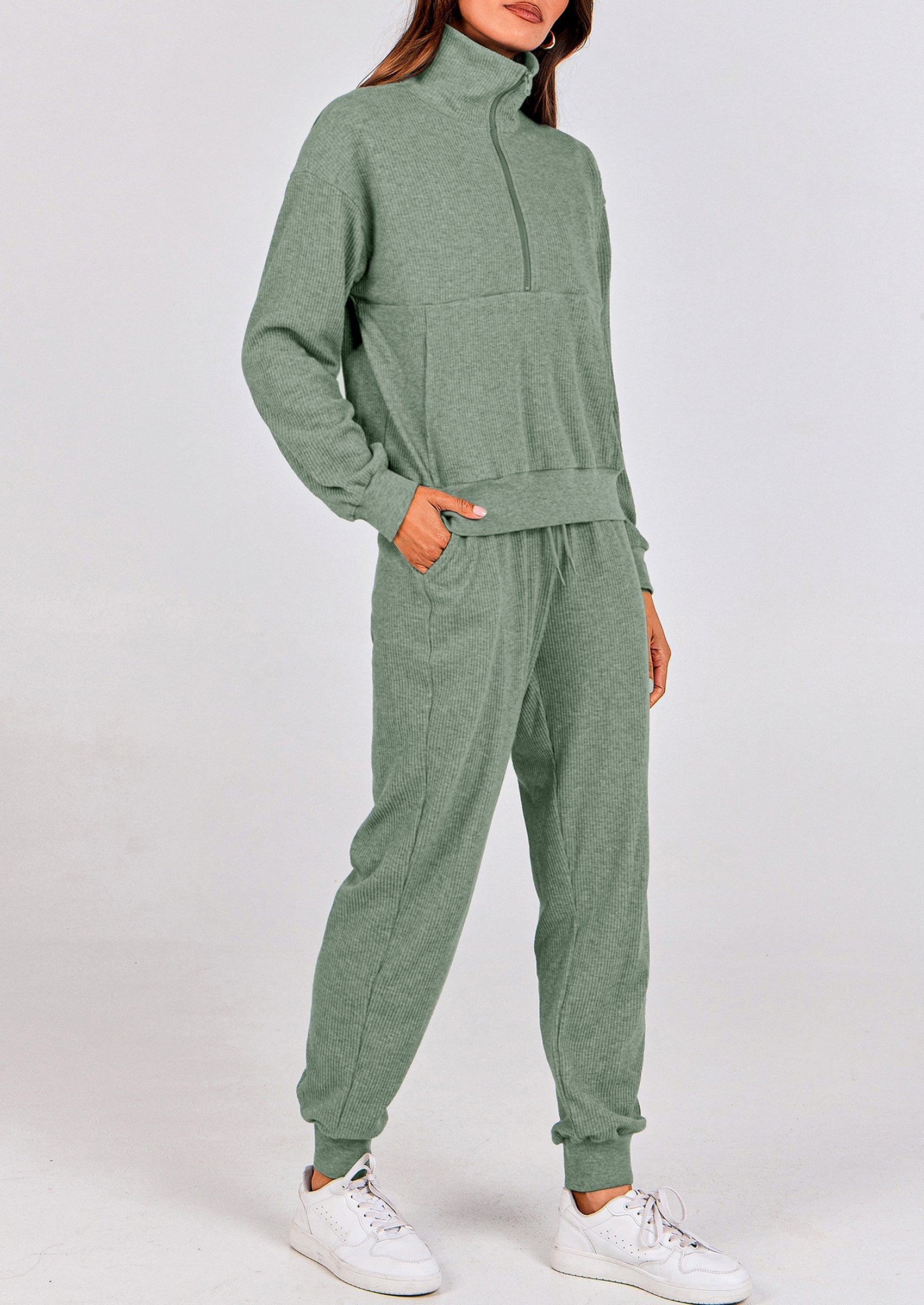 Women's Fall 2 Piece Lounge Sets Zip Up Sweatshirt Jogger Pants Sweat Track Suits Travel Outfit Winter Clothing