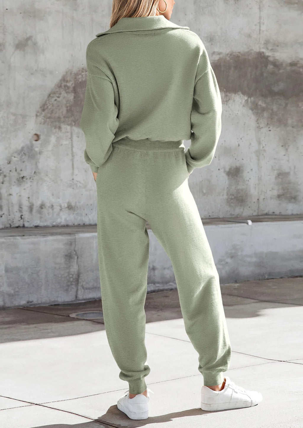 Women's 2 Piece Sweater Set Pullover Zip Up Sweatshirt Jogger Sweatpants Tracksuit Casual Outfit