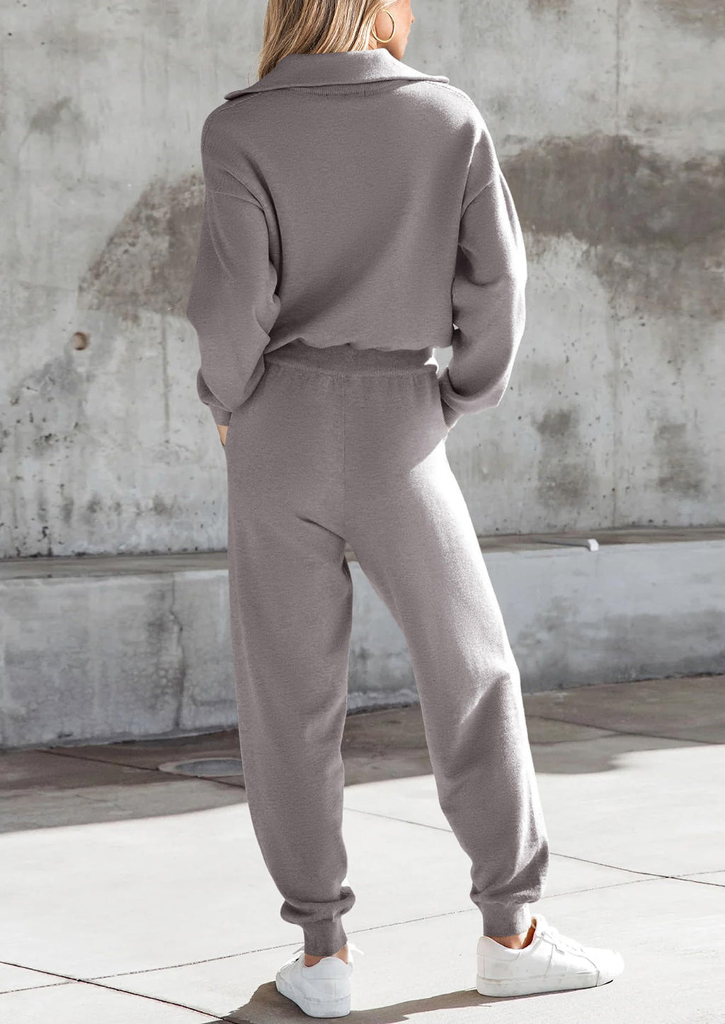 Women's 2 Piece Sweater Set Pullover Zip Up Sweatshirt Jogger Sweatpants Tracksuit Casual Outfit