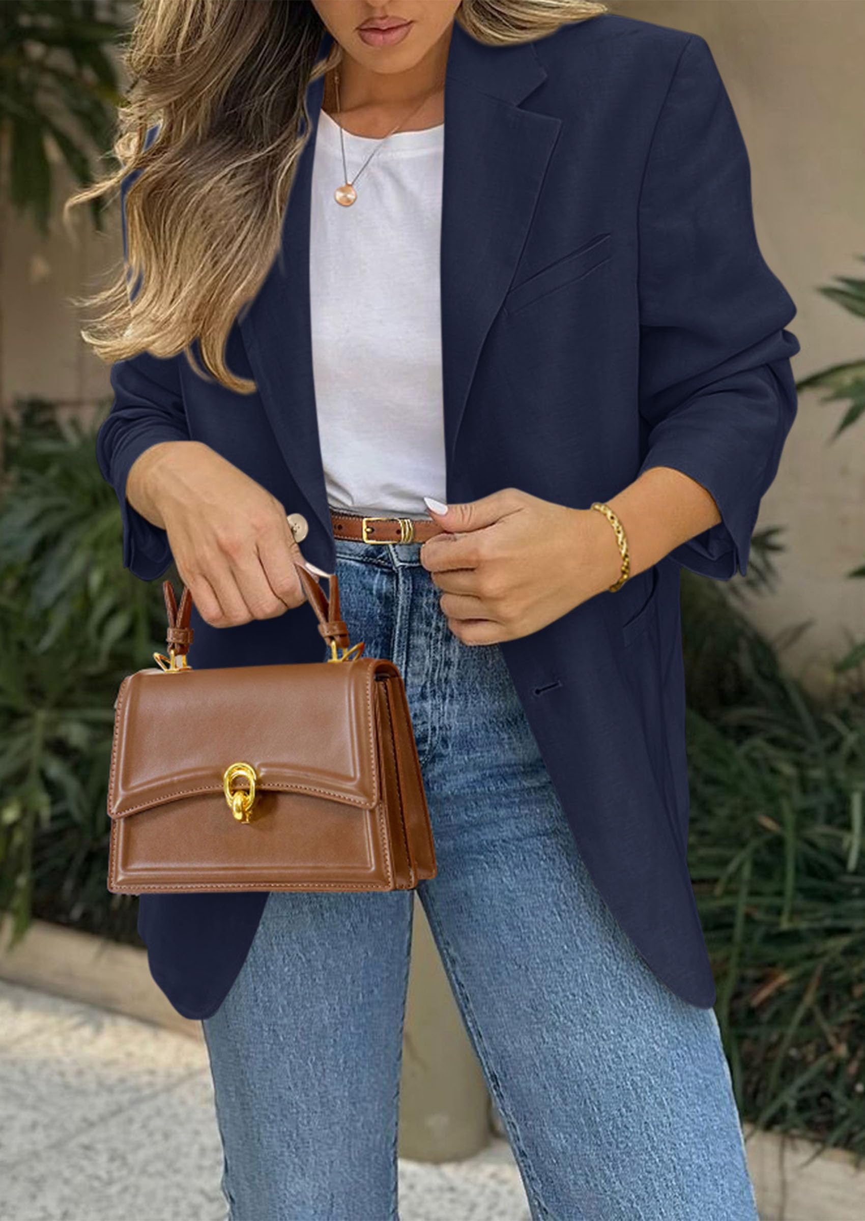 Blazers for Women Business Casual Long Sleeve Lapel Open Front Suit Jacket Work Blazer with Pockets