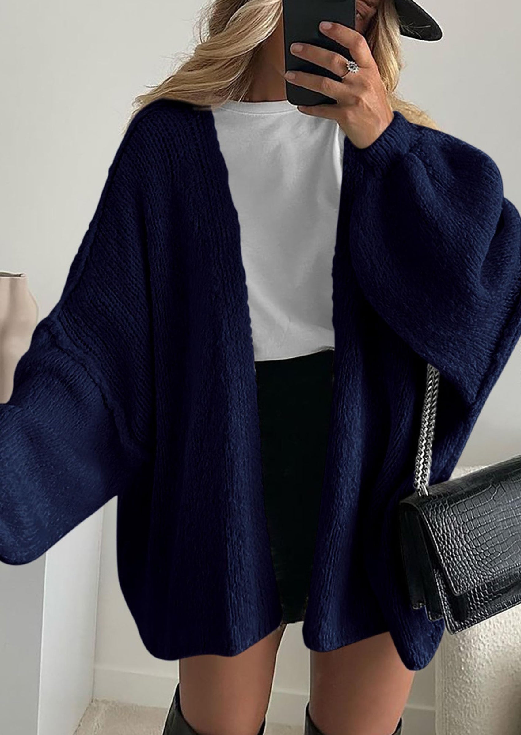 Womens Oversized Cardigan Sweaters Fall Long Lantern Sleeve Knit Open Front Lightweight Sweater