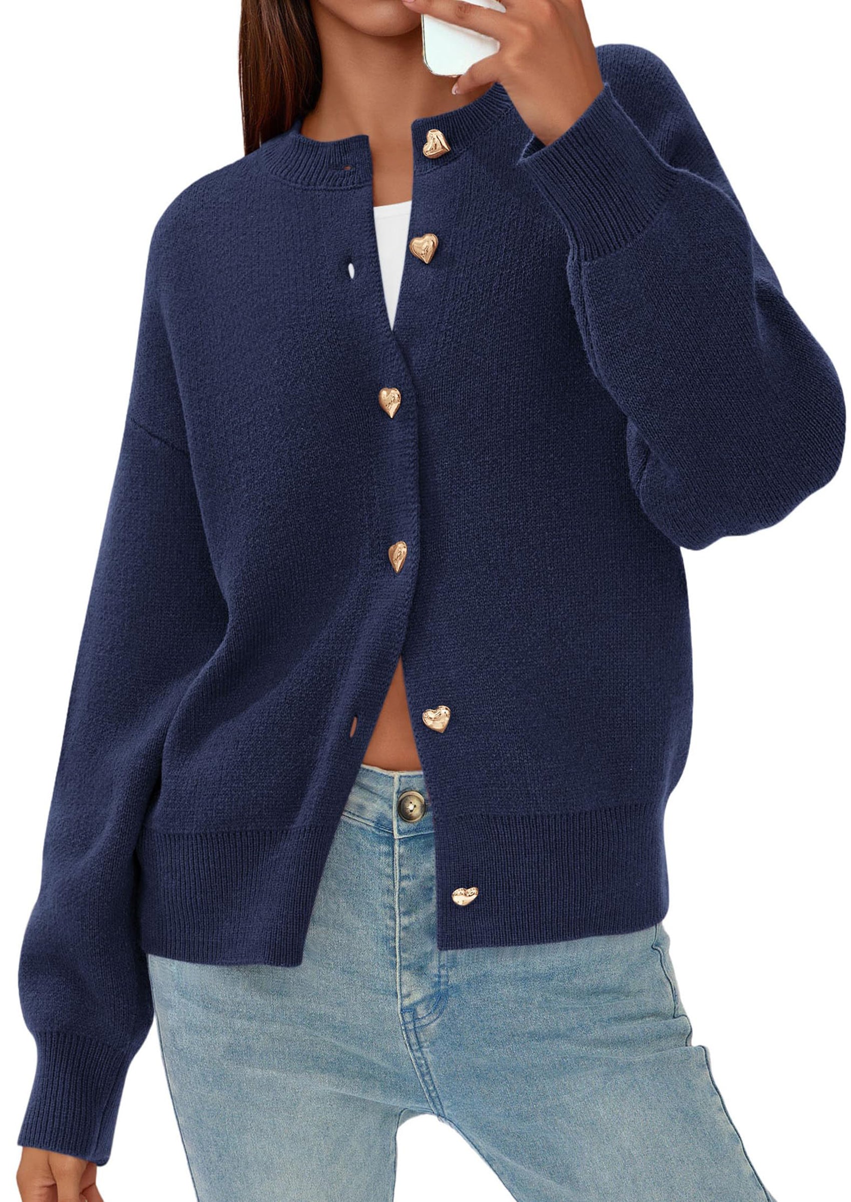 Cardigan Sweaters for Women Trendy Long Sleeve Open Front Button Down Jacket Fall Clothes Winter Coats