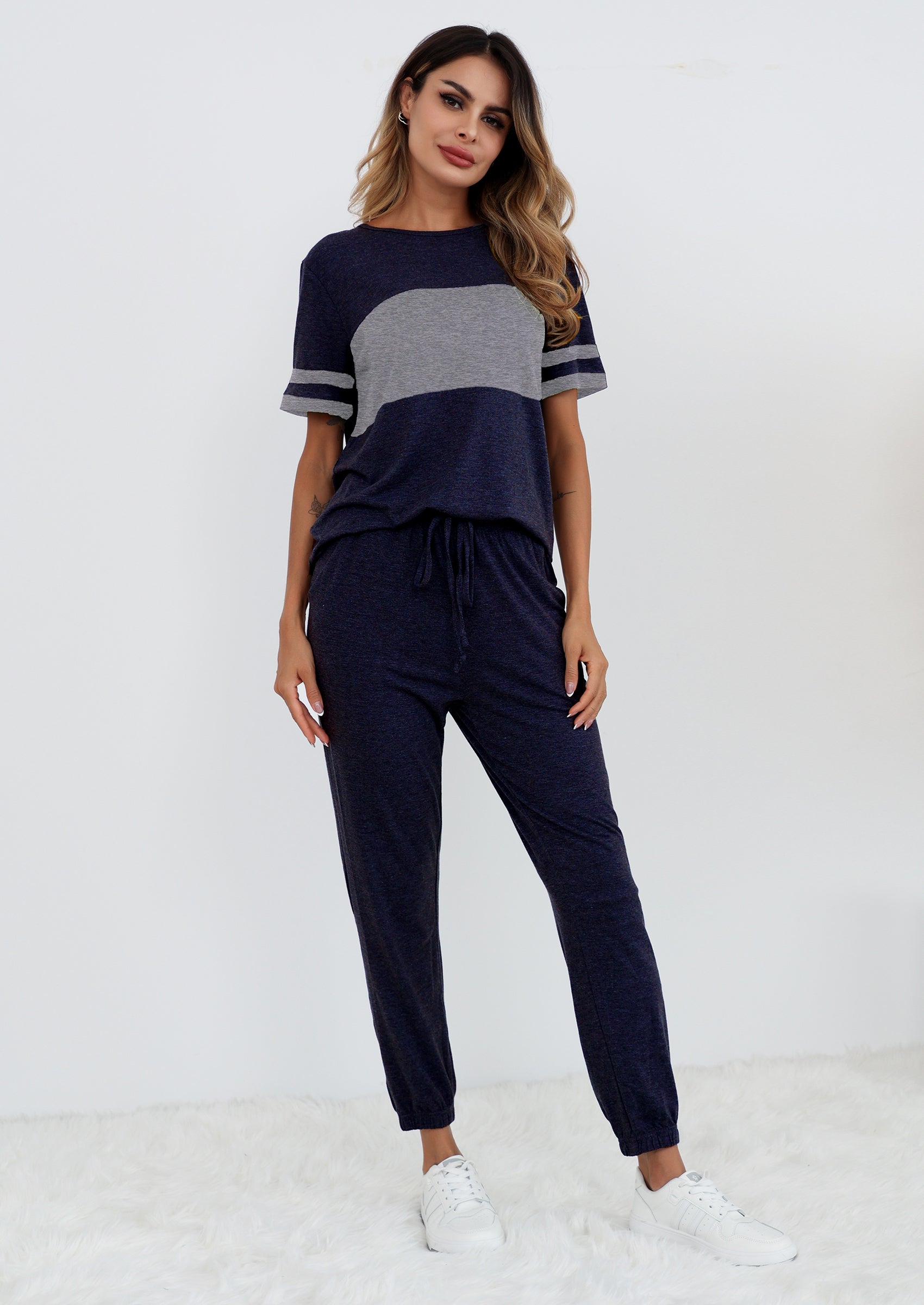 Women's Two Piece Lounge Sets Spring Summer Jogger Pants Vacation Outfits Travel Airplane Matching Clothes