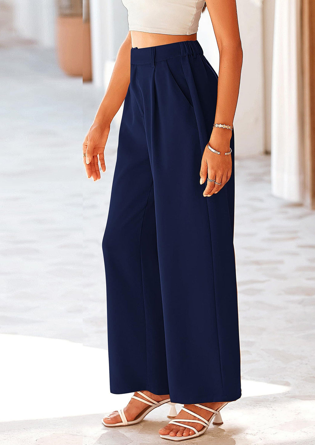 Wide Leg Pants for Women Trendy Fall High Waisted Business Casual Outfits Work Pant Trousers