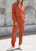 Women's 2 Piece Sweater Set Pullover Zip Up Sweatshirt Jogger Sweatpants Tracksuit Casual Outfit