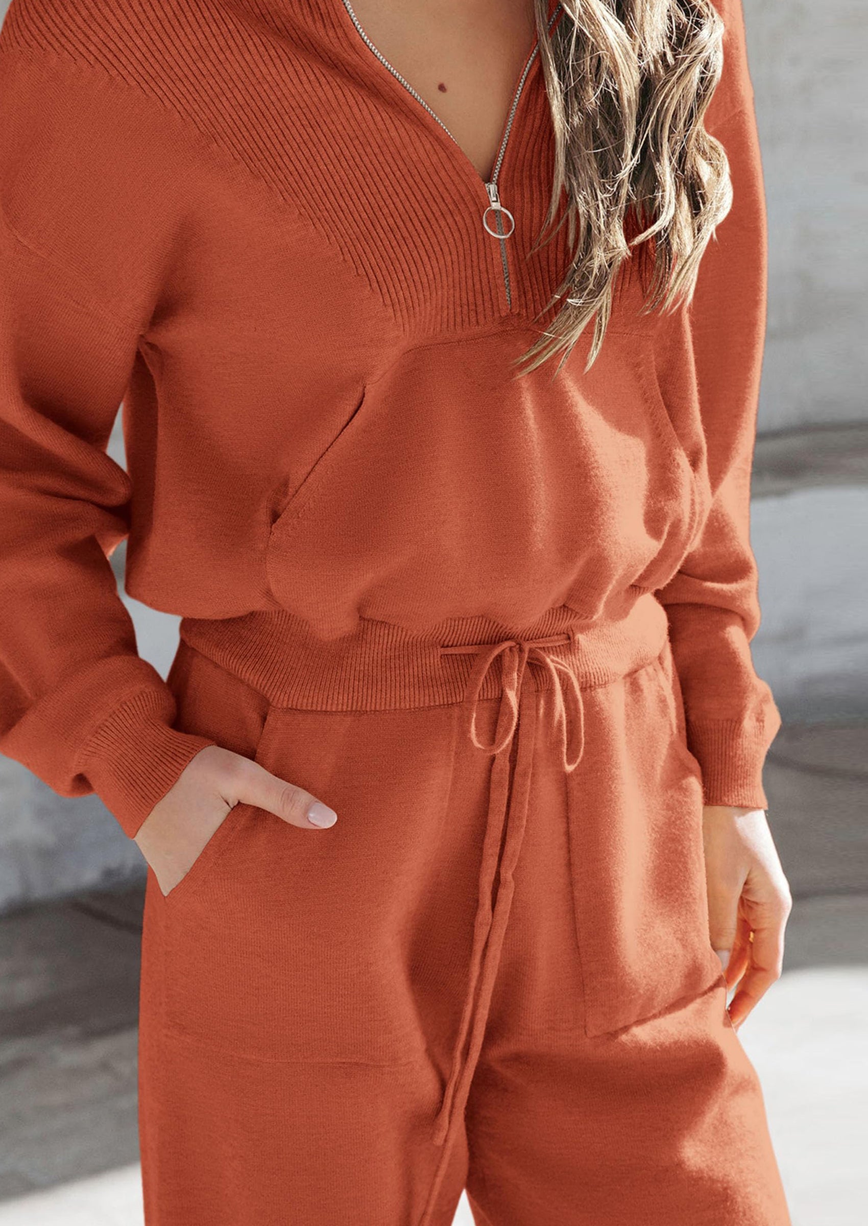 Women's 2 Piece Sweater Set Pullover Zip Up Sweatshirt Jogger Sweatpants Tracksuit Casual Outfit
