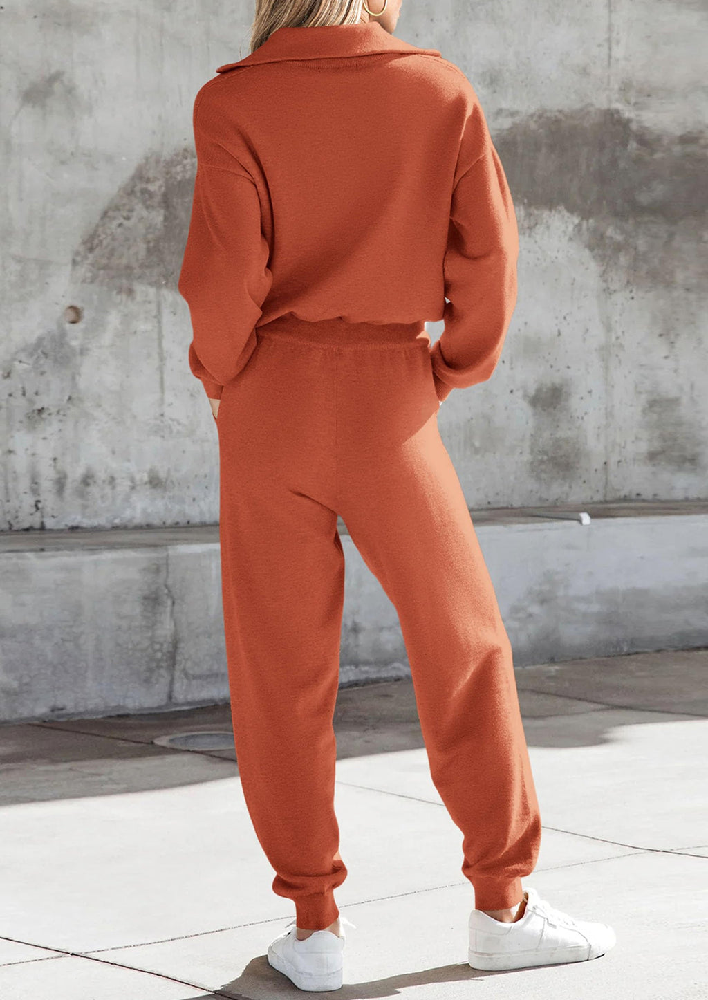 Women's 2 Piece Sweater Set Pullover Zip Up Sweatshirt Jogger Sweatpants Tracksuit Casual Outfit