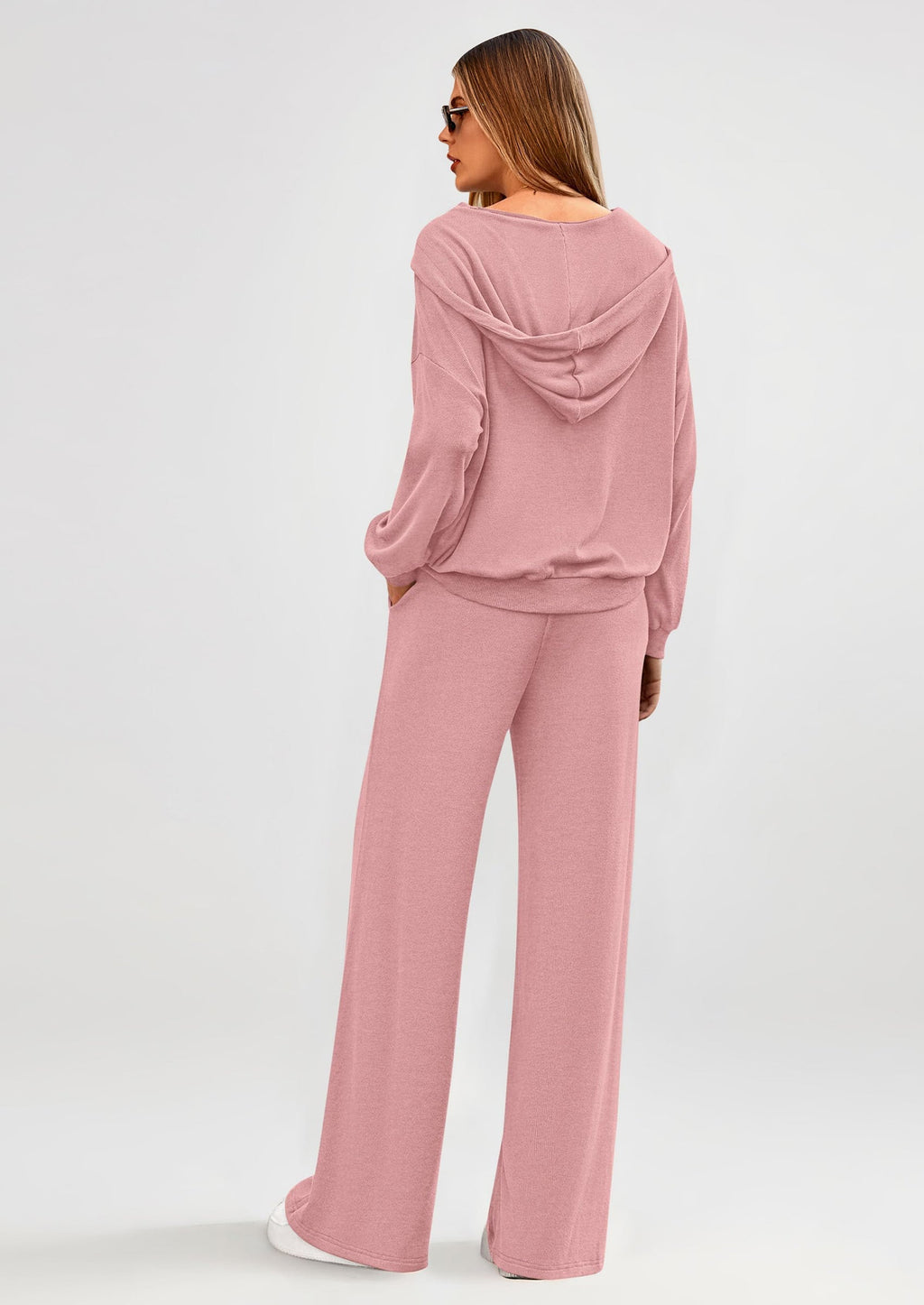 Women's 2 Piece Fall Lounge Sets Zip Up Hoodie Wide Leg Pants Tracksuit Matching Travel Outfits Clothes