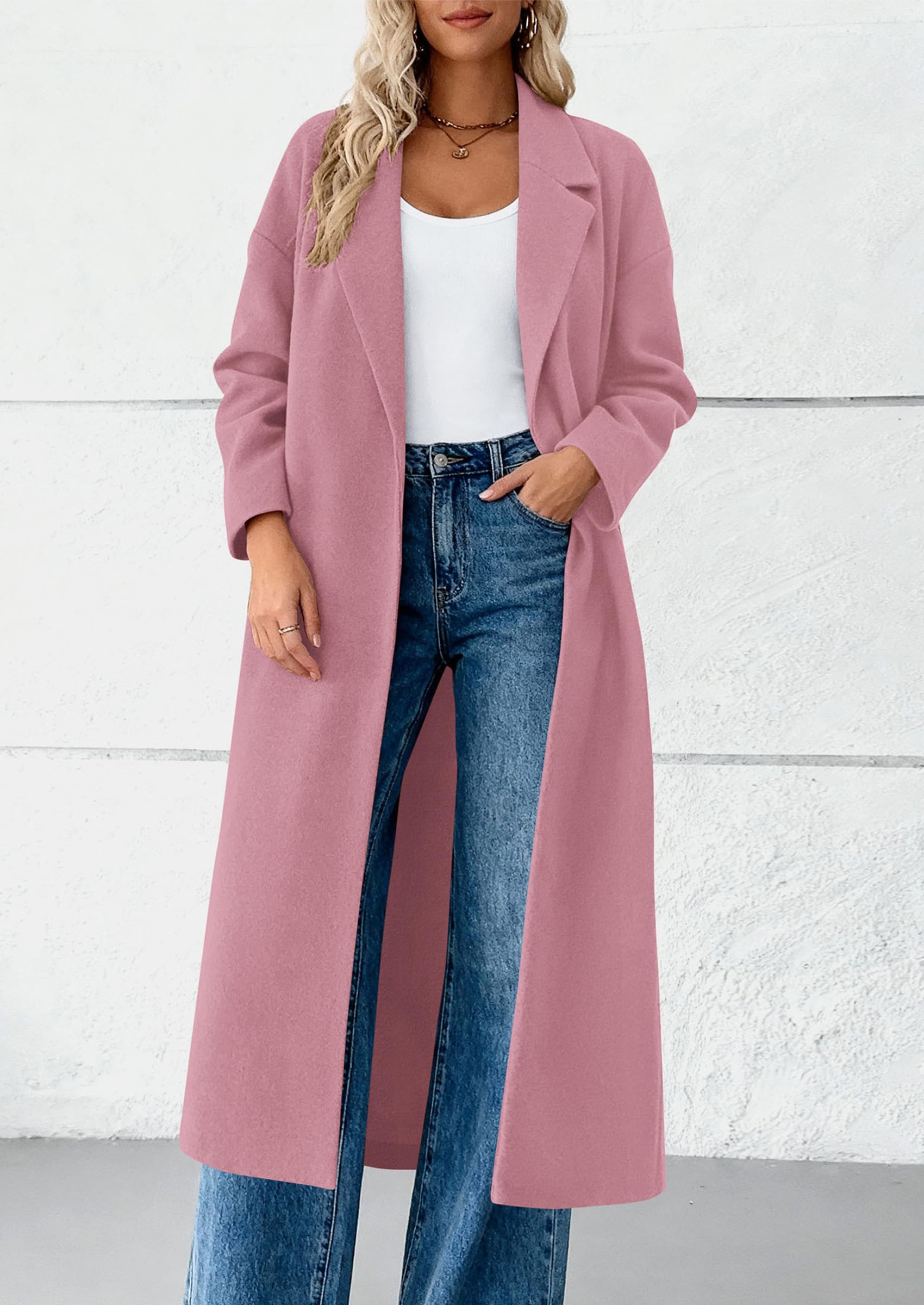 Womens Winter Coats Trendy Long Sleeve Notch Lapel Button Long Jackets Casual Oversized Vacation Outfits