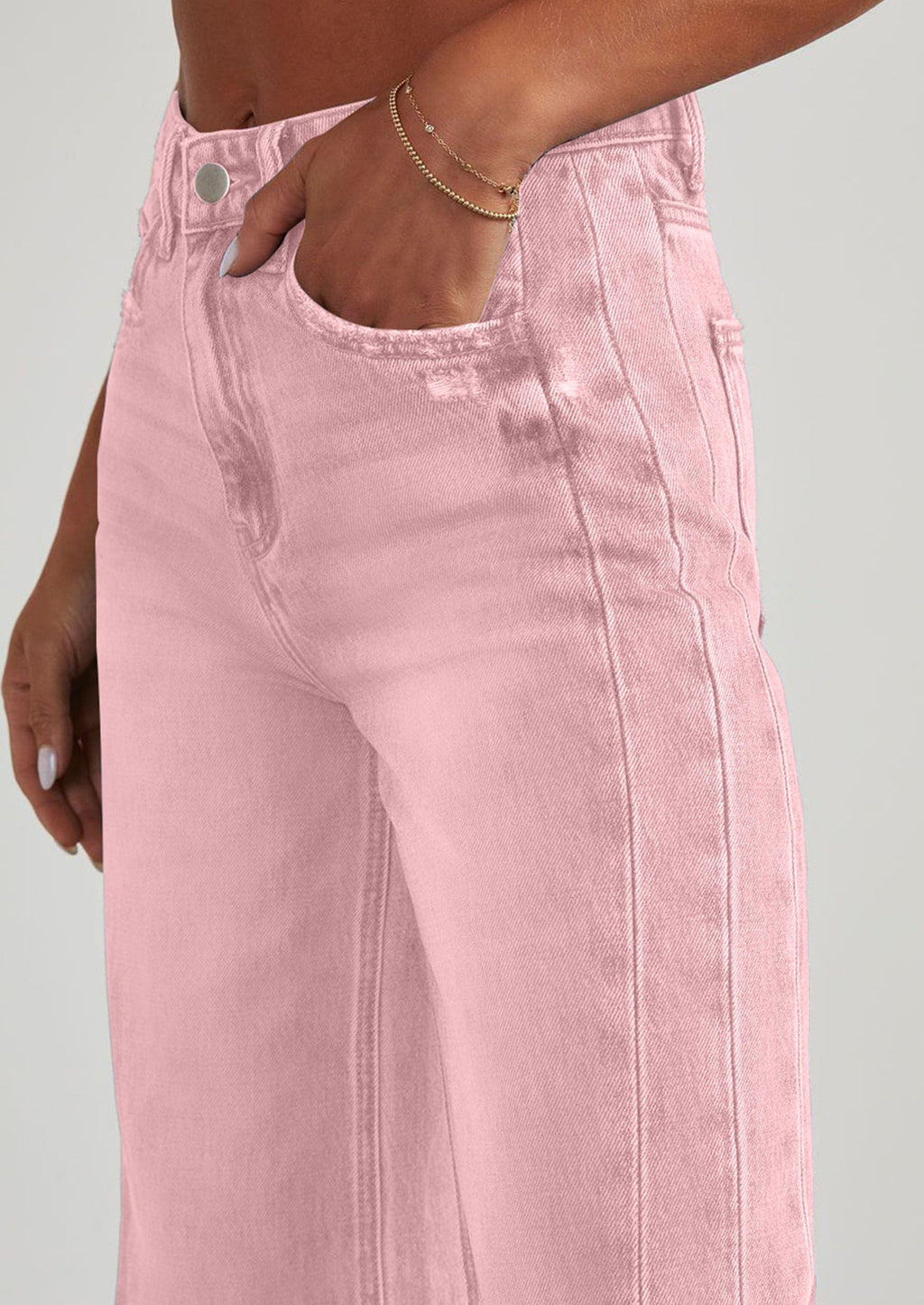 Wide Leg Jeans for Women Trendy High Waisted Stretchy Baggy Raw Hem Denim Palazzo Pants with Pockets
