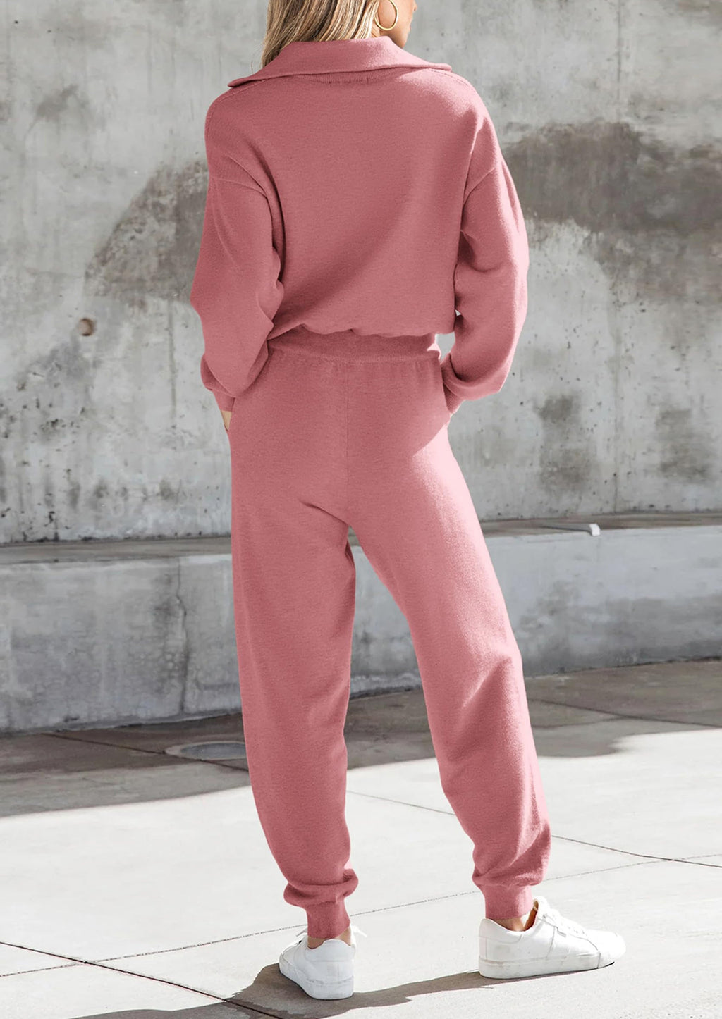 Women's 2 Piece Sweater Set Pullover Zip Up Sweatshirt Jogger Sweatpants Tracksuit Casual Outfit