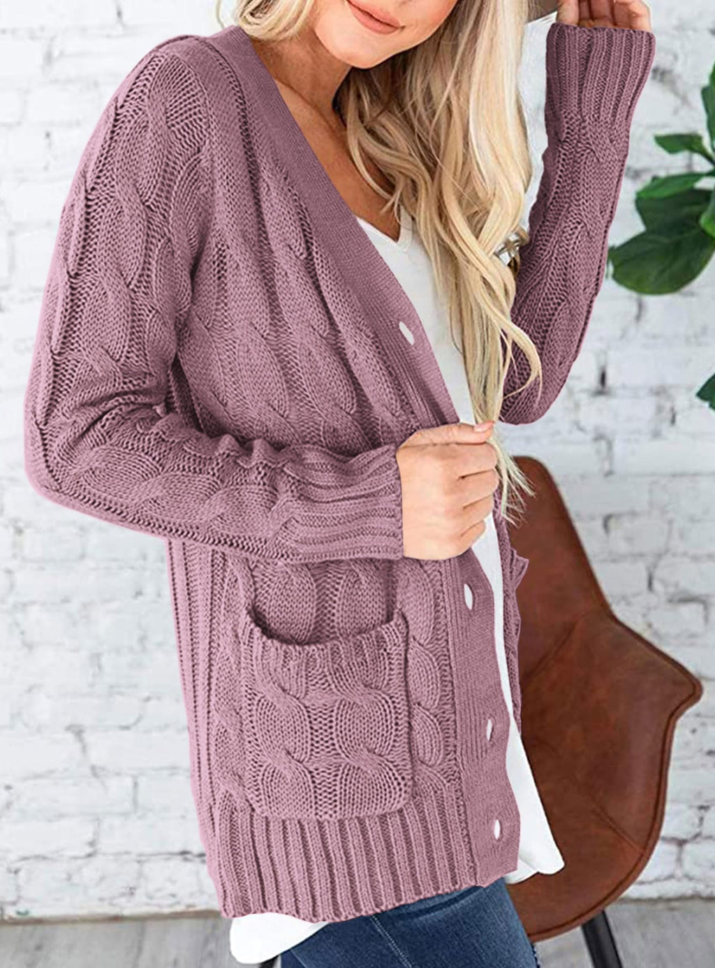 Women's Open Front Cardigan Sweaters Fall Fashion Button Down Cable Knit Chunky Winter Outerwear Coats