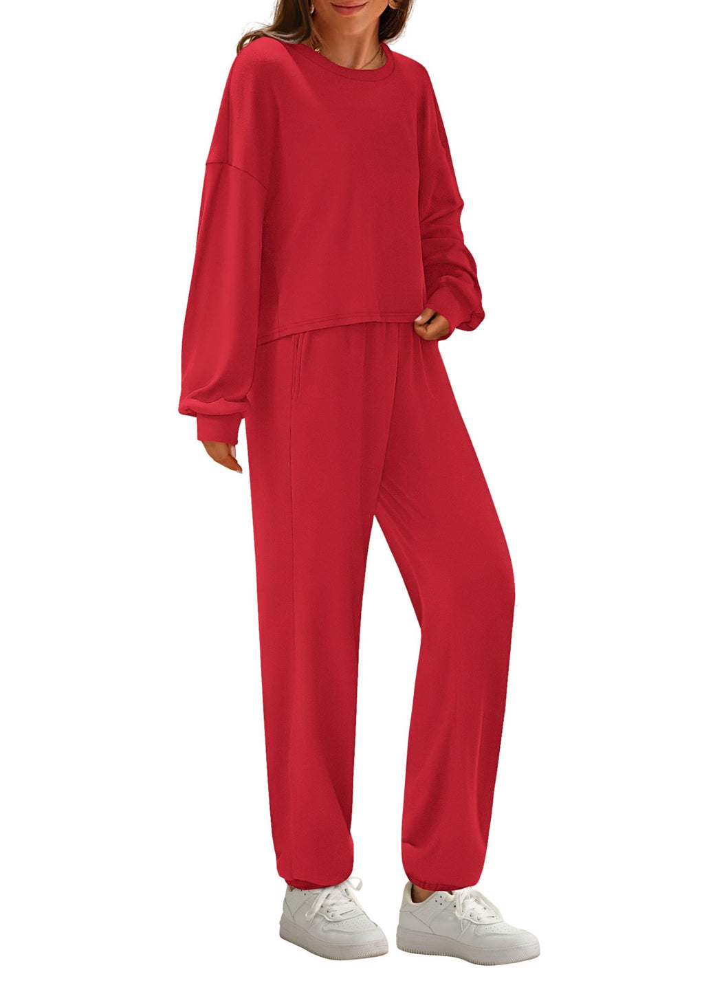 Women's Two Piece Outfits Lounge Sets Long Sleeve Pullover Tops Sweatpants Fall Fashion Matching Clothing