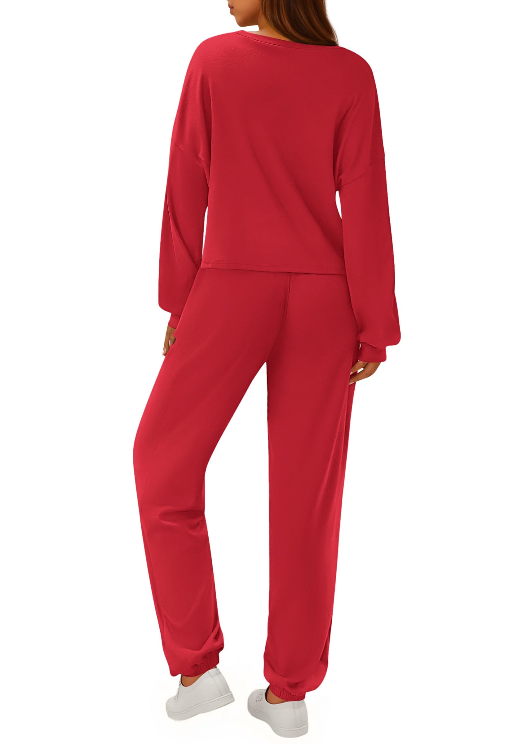 Women's Two Piece Outfits Lounge Sets Long Sleeve Pullover Tops Sweatpants Fall Fashion Matching Clothing