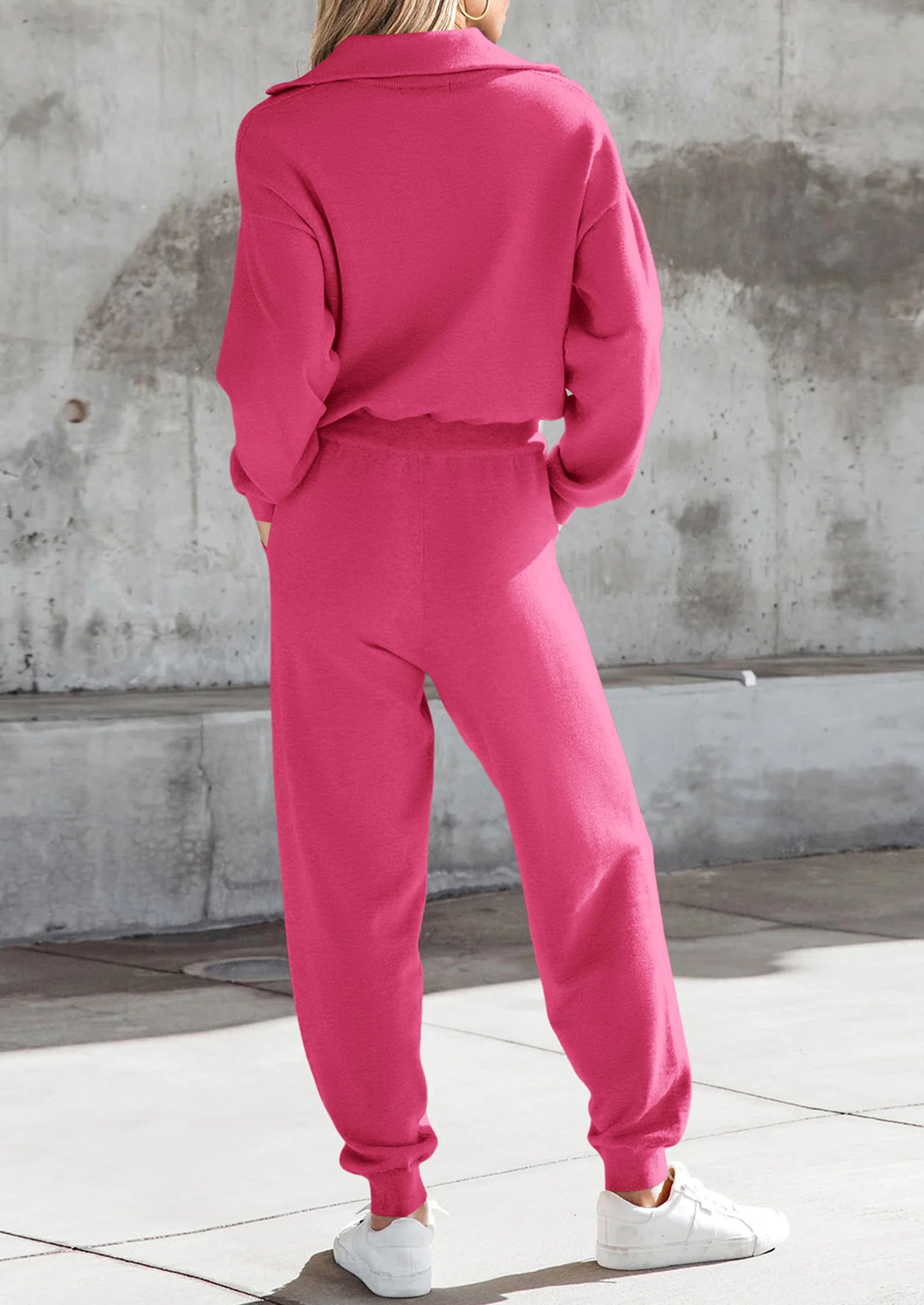 Women's 2 Piece Sweater Set Pullover Zip Up Sweatshirt Jogger Sweatpants Tracksuit Casual Outfit