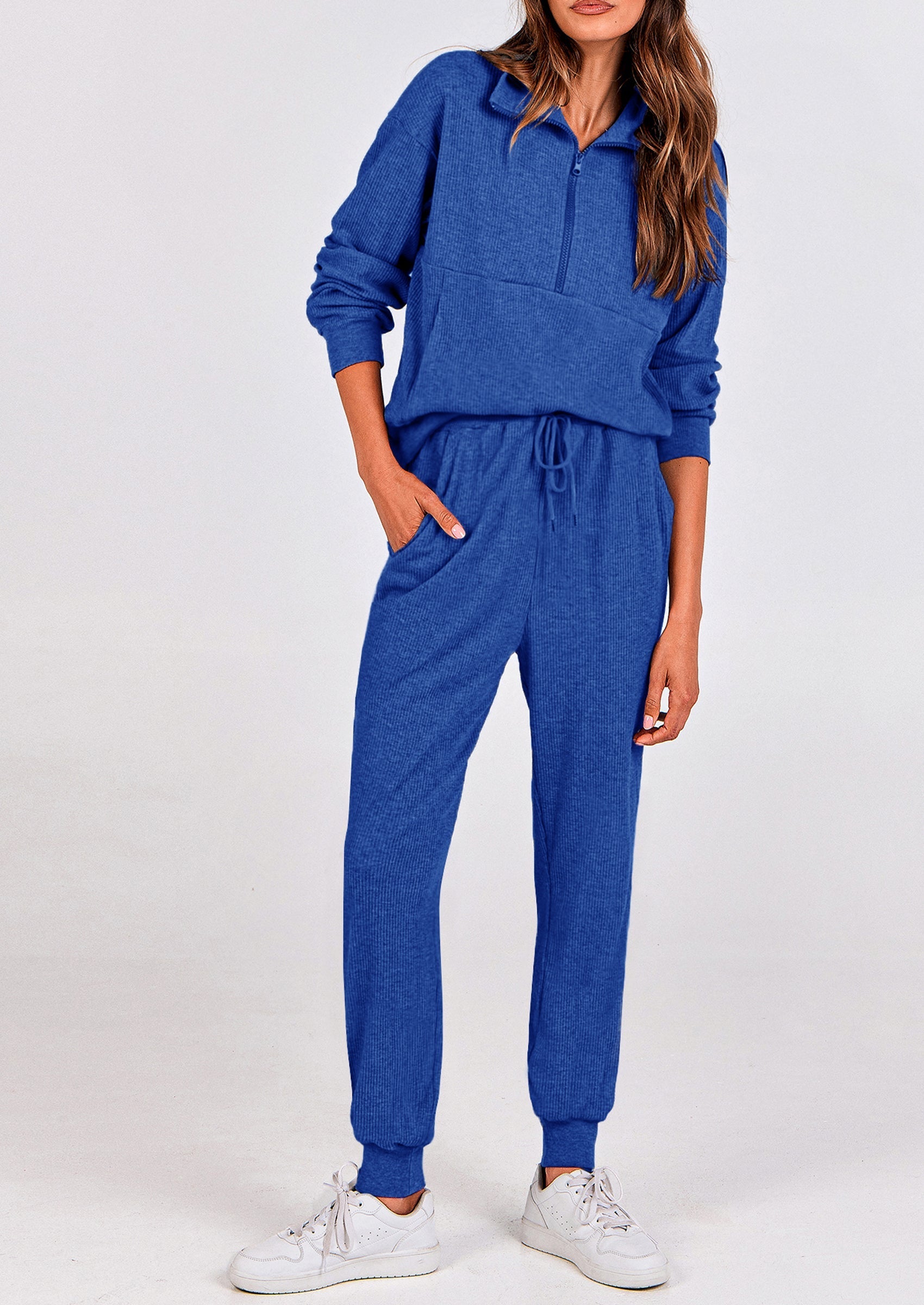 Women's Fall 2 Piece Lounge Sets Zip Up Sweatshirt Jogger Pants Sweat Track Suits Travel Outfit Winter Clothing