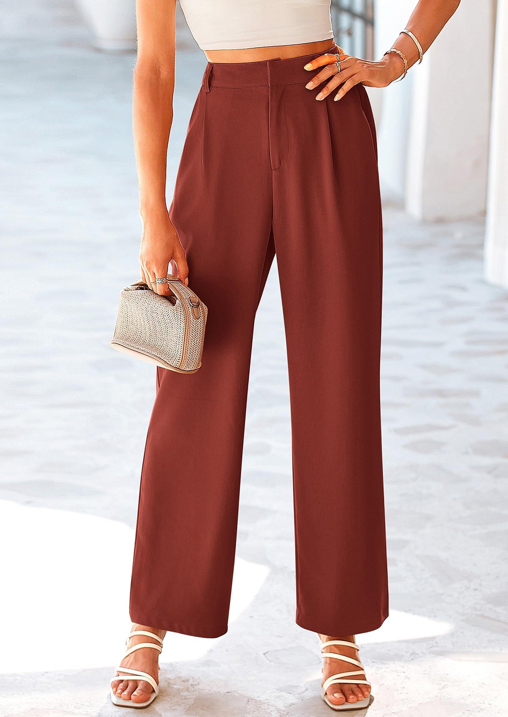 Wide Leg Pants for Women Trendy Fall High Waisted Business Casual Outfits Work Pant Trousers