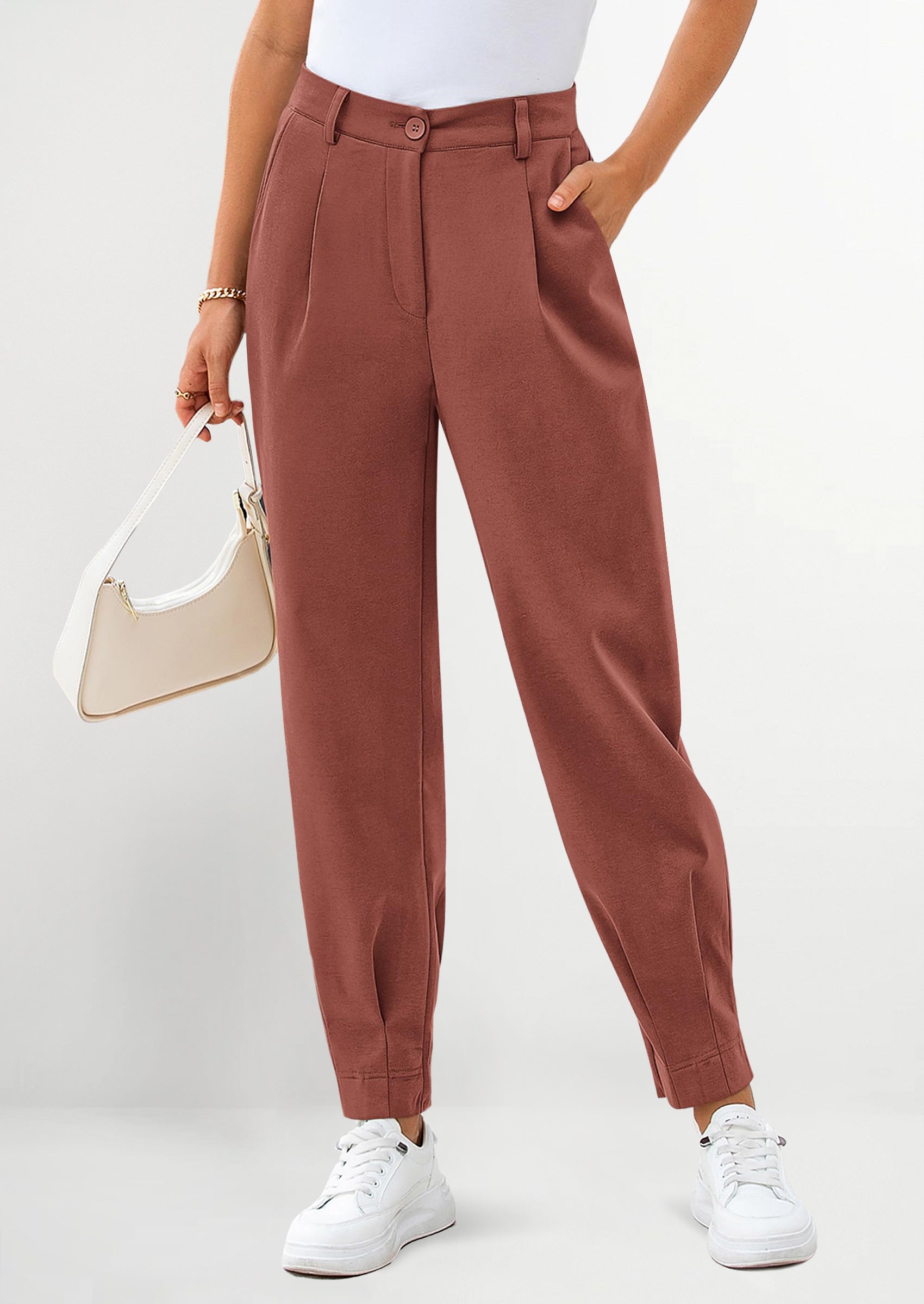 Womens Dress Pants Business Casual Trendy High Waisted Ankle Length Dressy Trousers Slacks Work Clothes