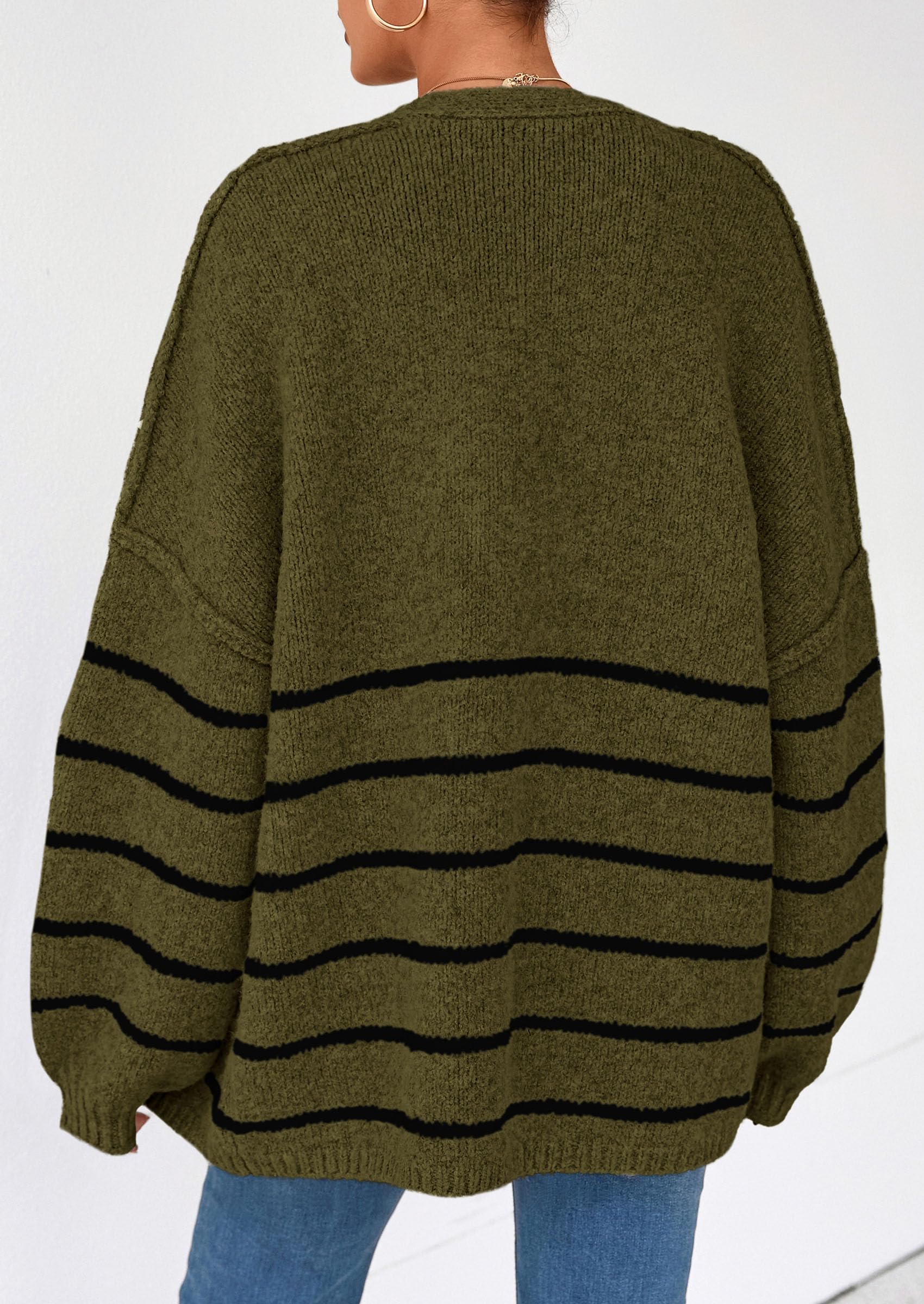 Womens Oversized Cardigan Sweaters Fall Long Lantern Sleeve Knit Open Front Lightweight Sweater