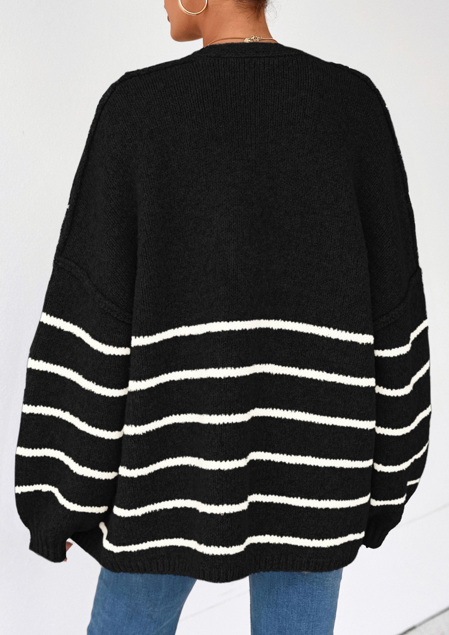 Womens Oversized Cardigan Sweaters Fall Long Lantern Sleeve Knit Open Front Lightweight Sweater