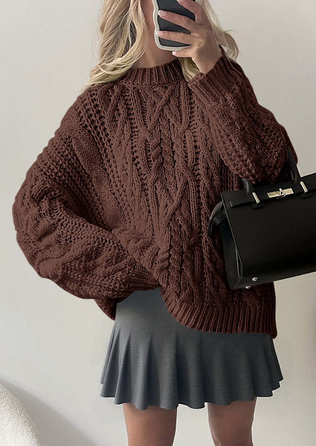Women's Oversized Fall Sweaters Casual Long Sleeve Crewneck Chunky Cable Knit Pullover Tops Winter Clothes